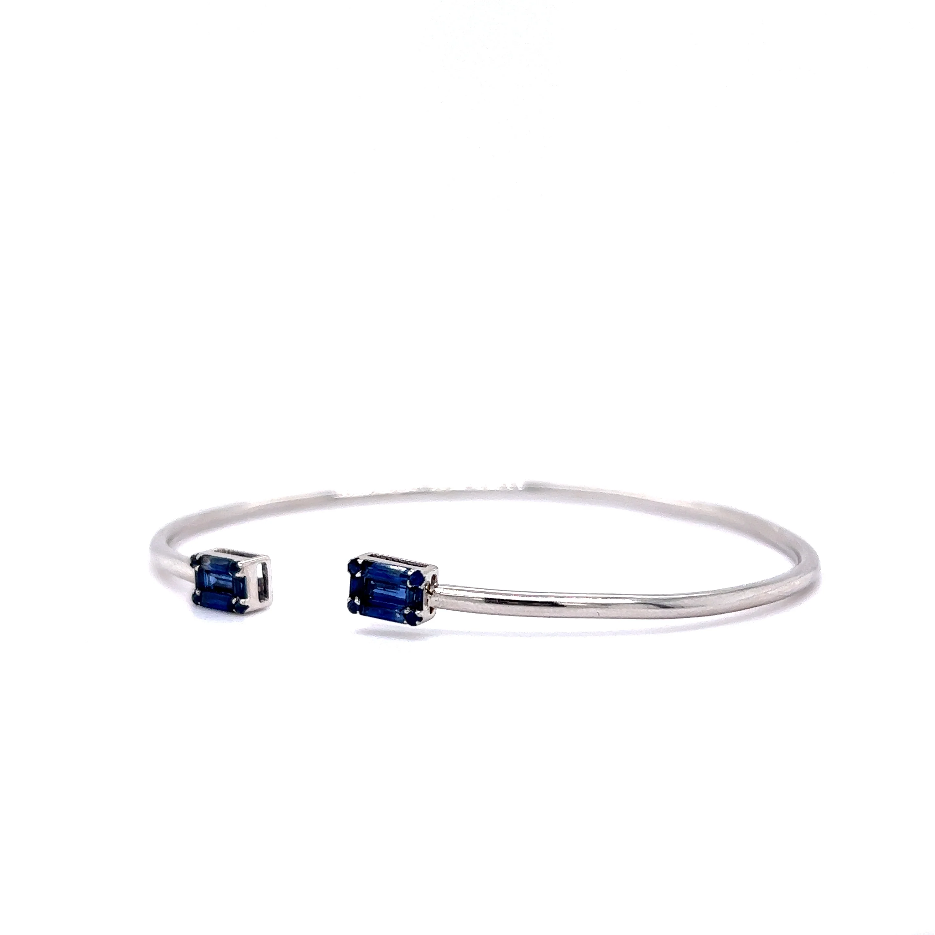 .66 Baguette Cut Sapphire Bangle Bracelet in 18k White Gold - Image 2