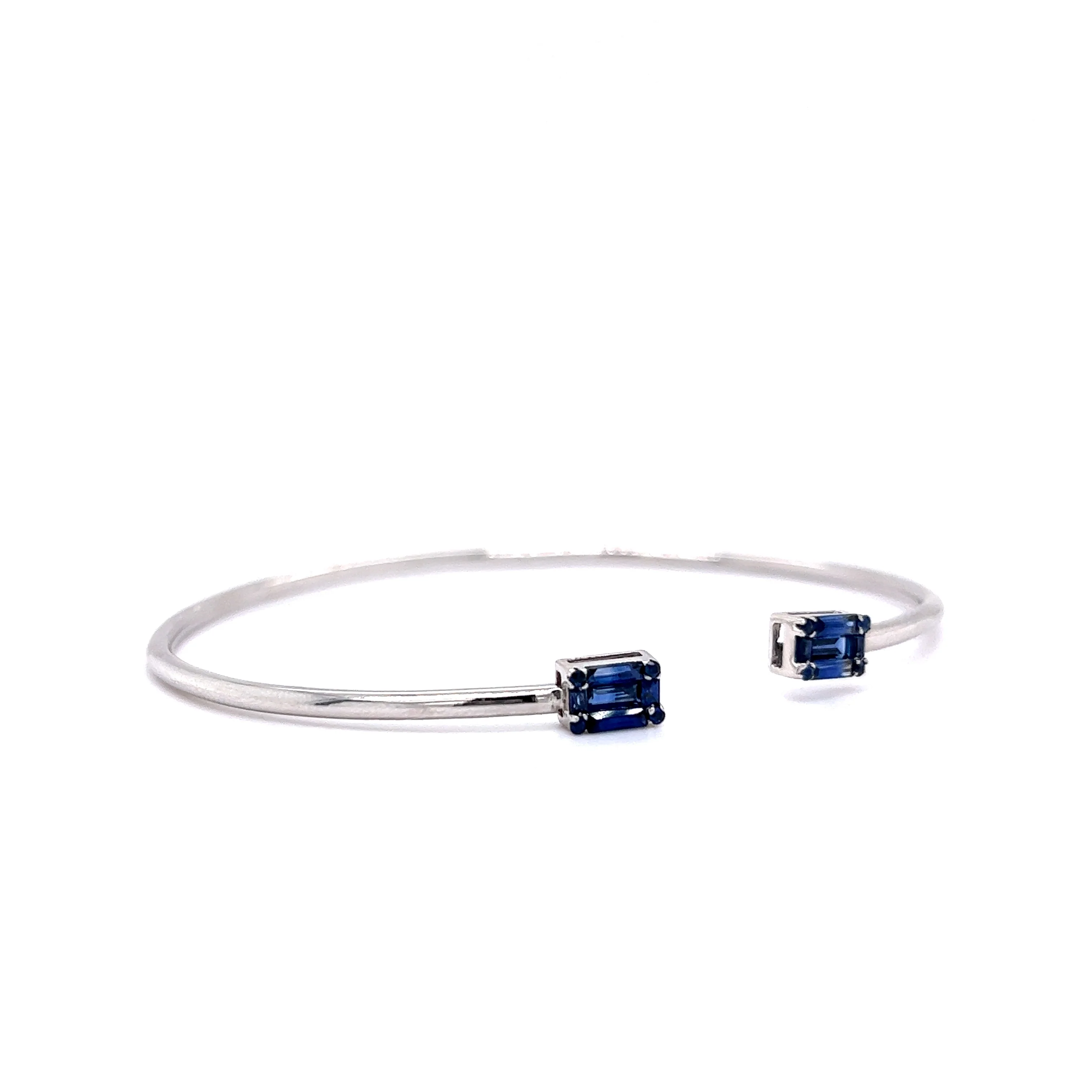 .66 Baguette Cut Sapphire Bangle Bracelet in 18k White Gold - Image 3