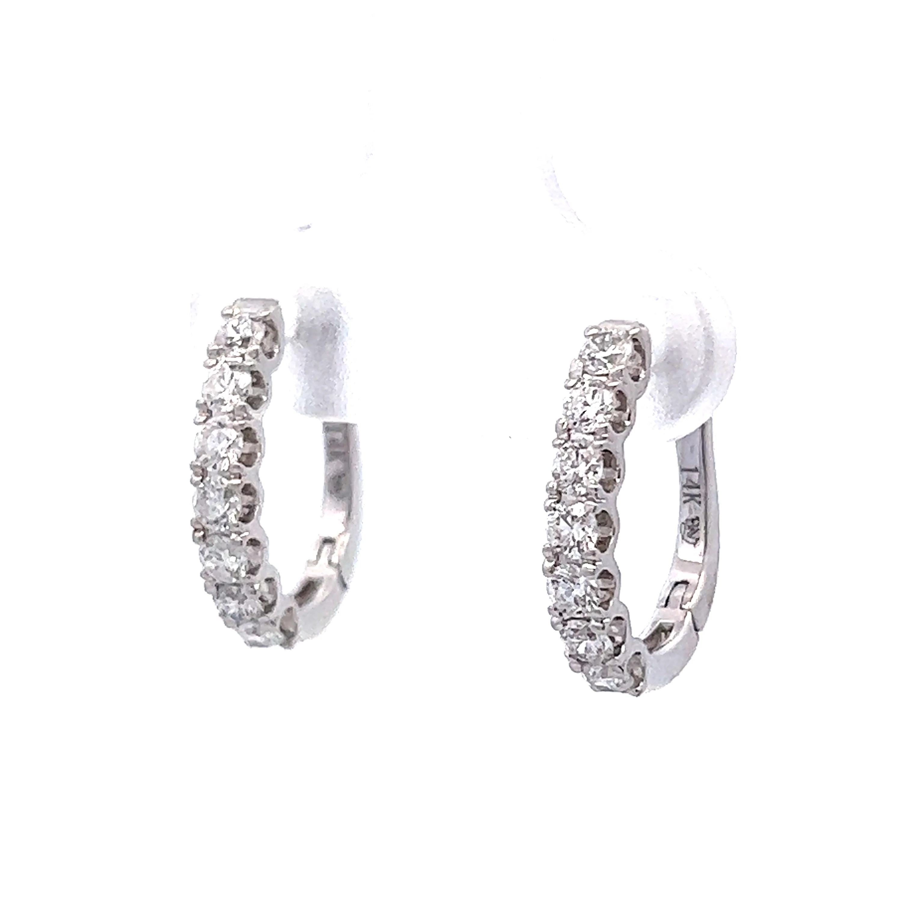 .66 Diamond Hoop Earrings in 14k White Gold - Image 2
