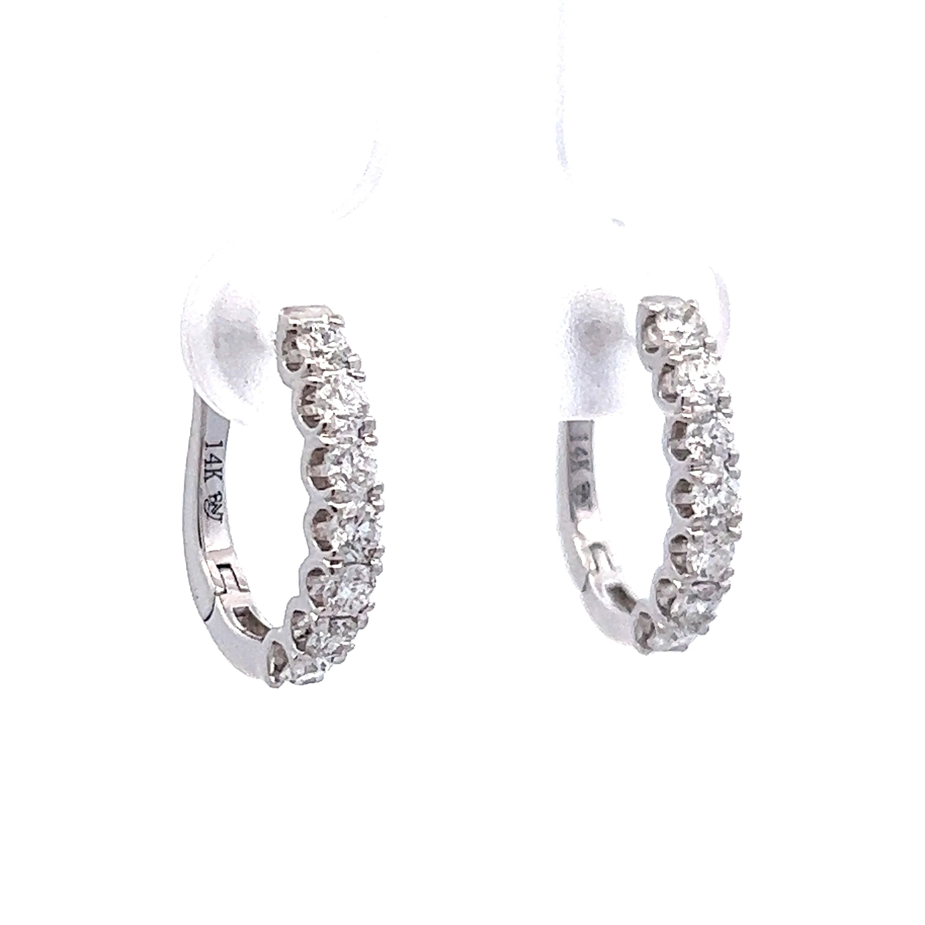 .66 Diamond Hoop Earrings in 14k White Gold - Image 3