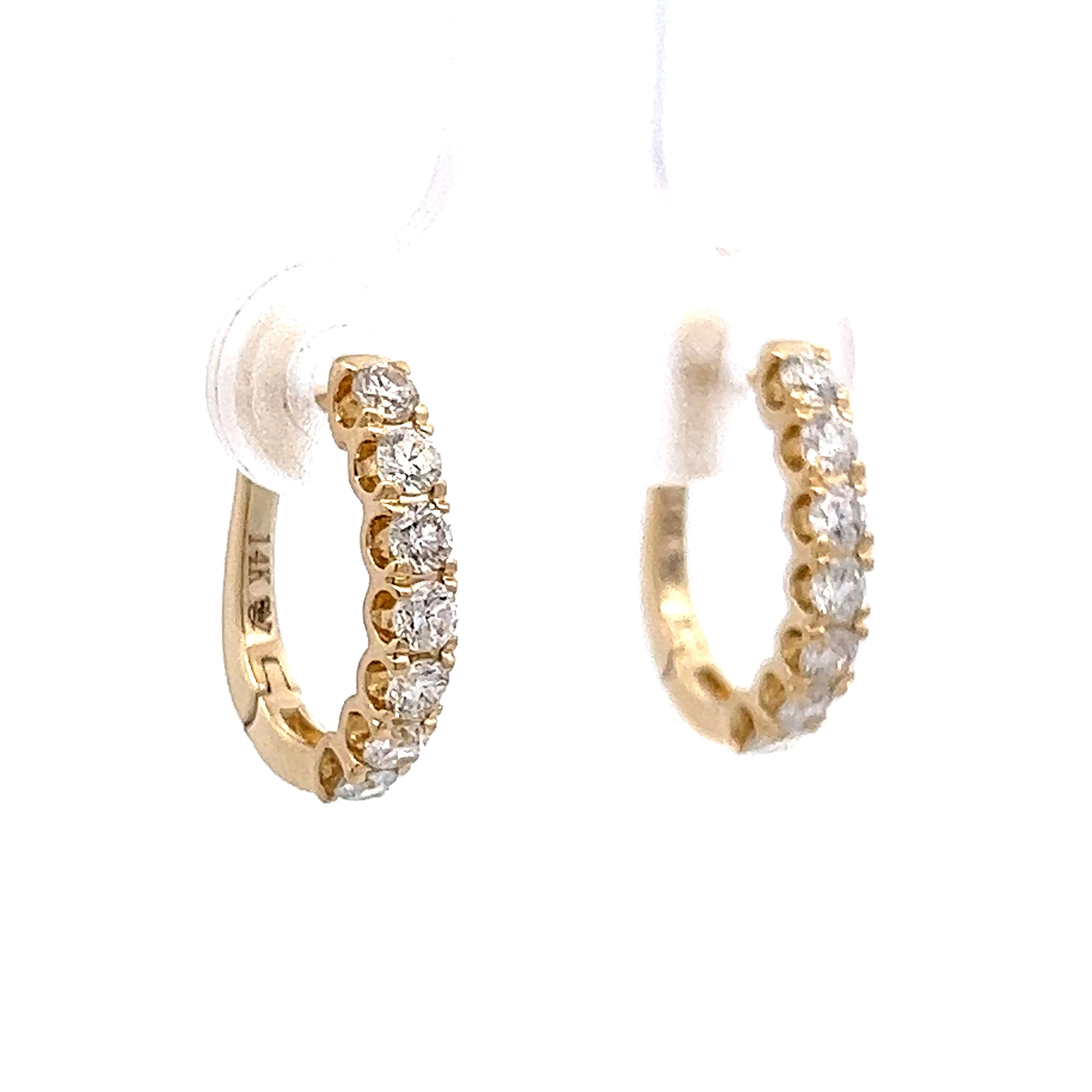 .66 Diamond Hoop Earring in 14k Yellow Gold - Image 3