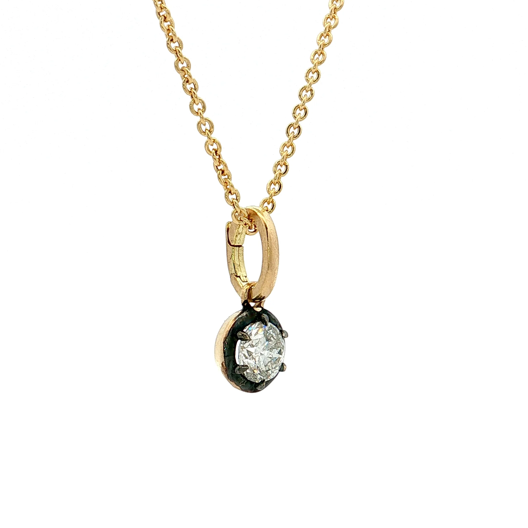 .66 Round Diamond Pendant Necklace 18k & 14k - Image 3