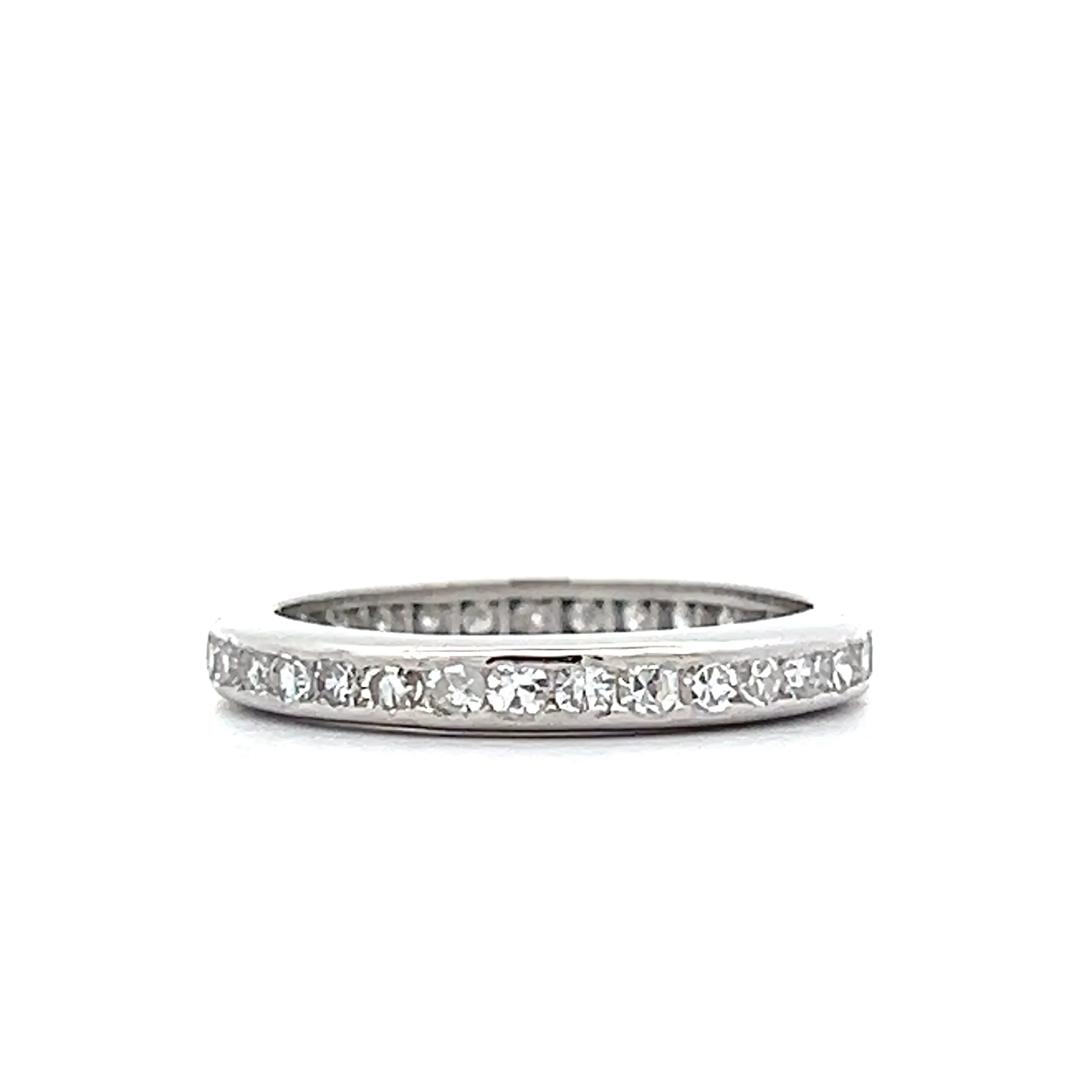 .66 Vintage Single Cut Diamond Eternity Band in Platinum - Image 3