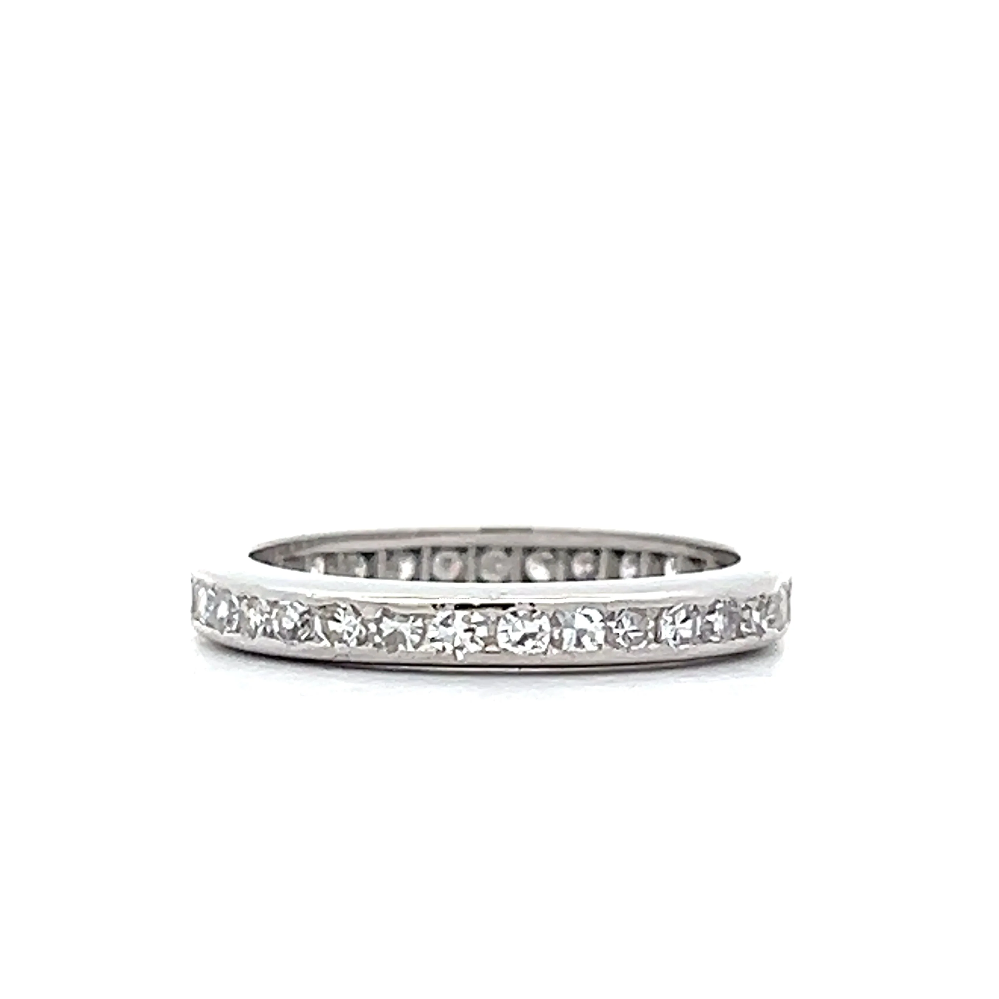 .66 Vintage Single Cut Diamond Eternity Band in Platinum - Image 4