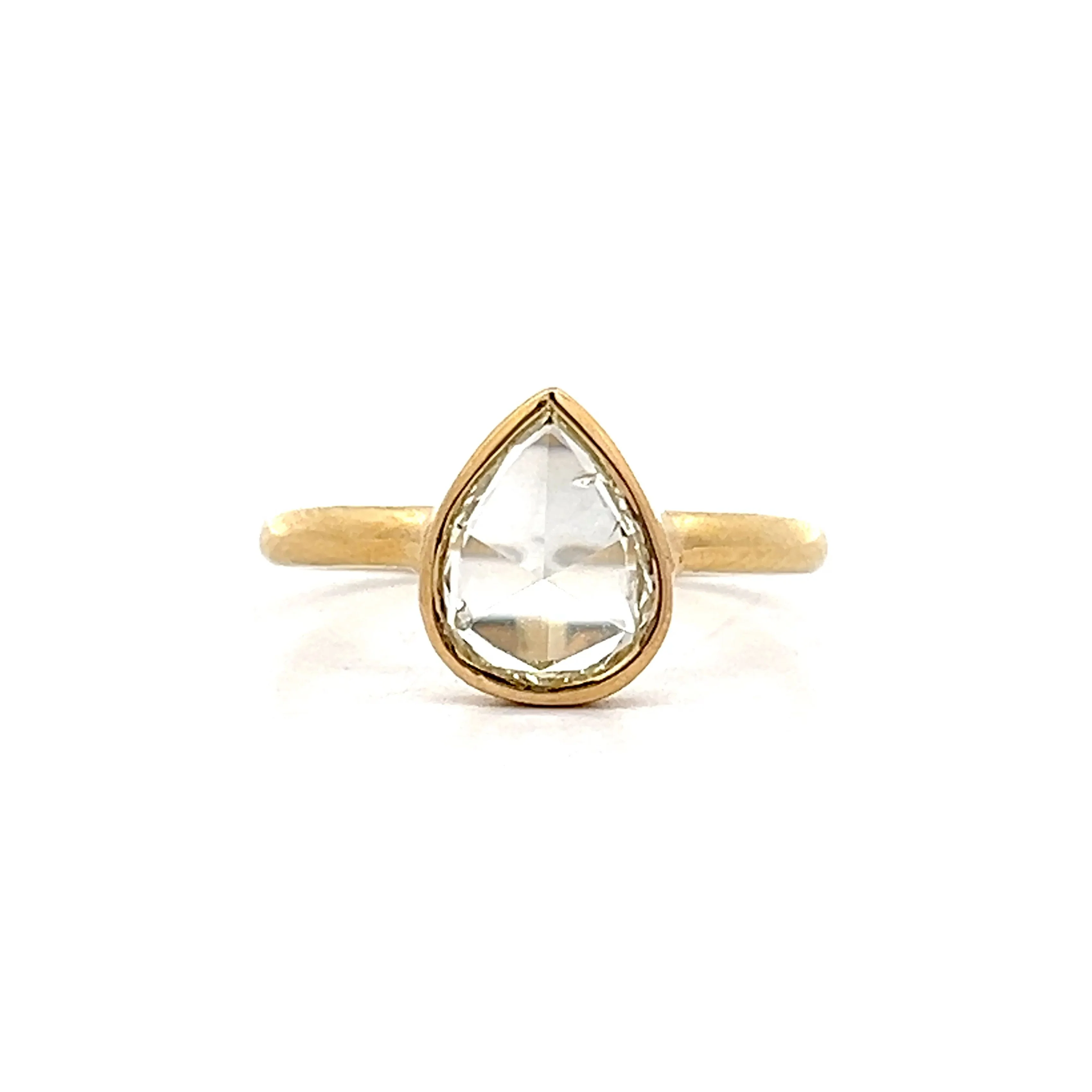 .67 Pear Rose Cut Diamond Engagement Ring in 18k