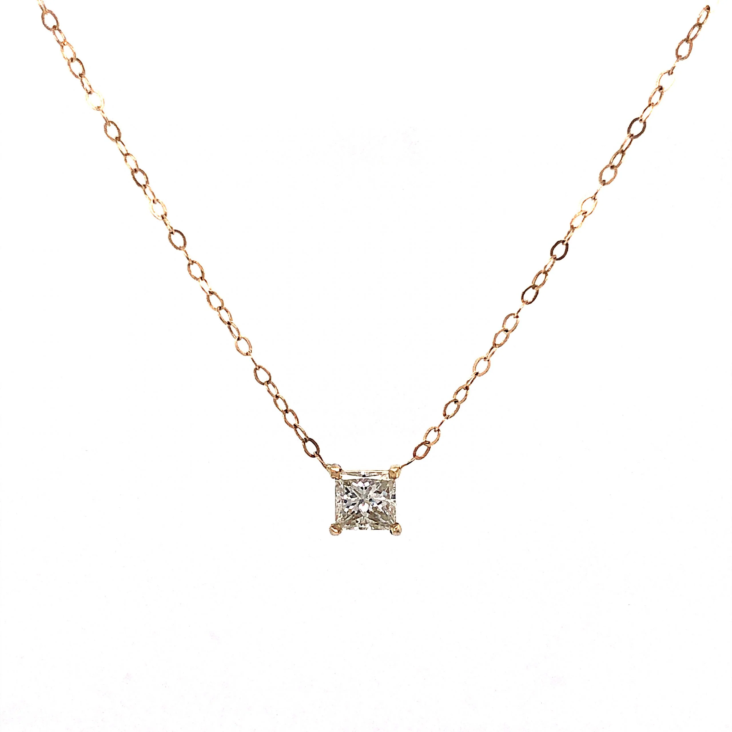 .67 Princess Cut Diamond Necklace in 14K Yellow Gold