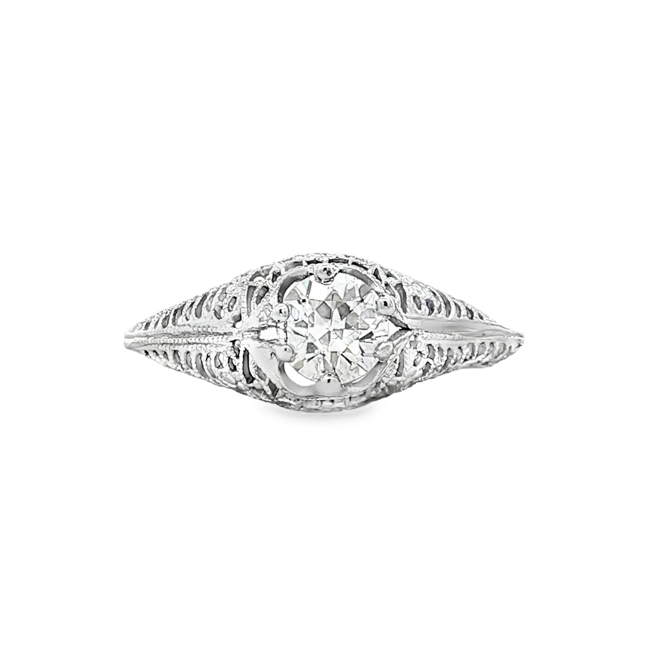 .68 Antique Art Deco Diamond Solitaire Engagement Ring 18k