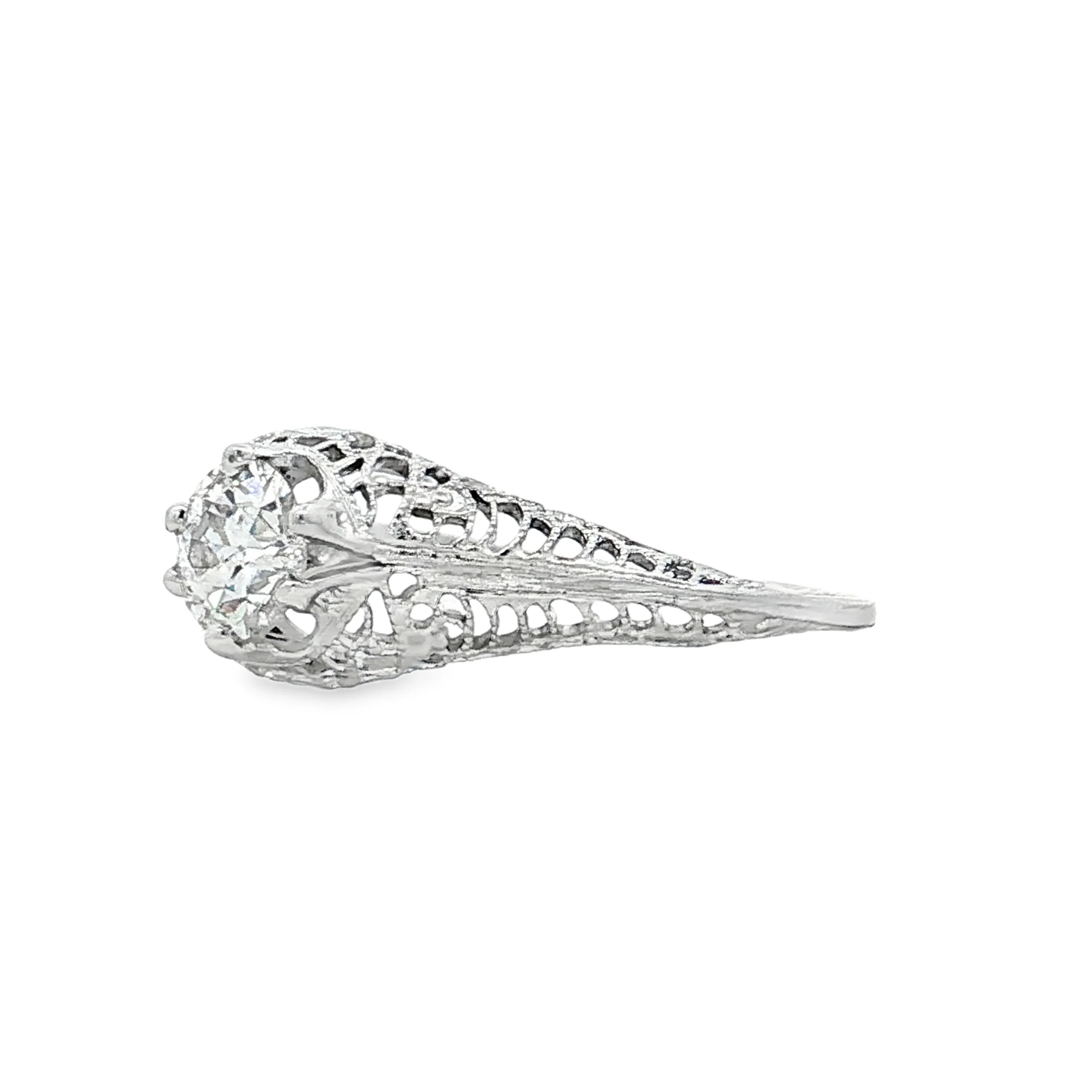 .68 Antique Art Deco Diamond Solitaire Engagement Ring 18k - Image 2