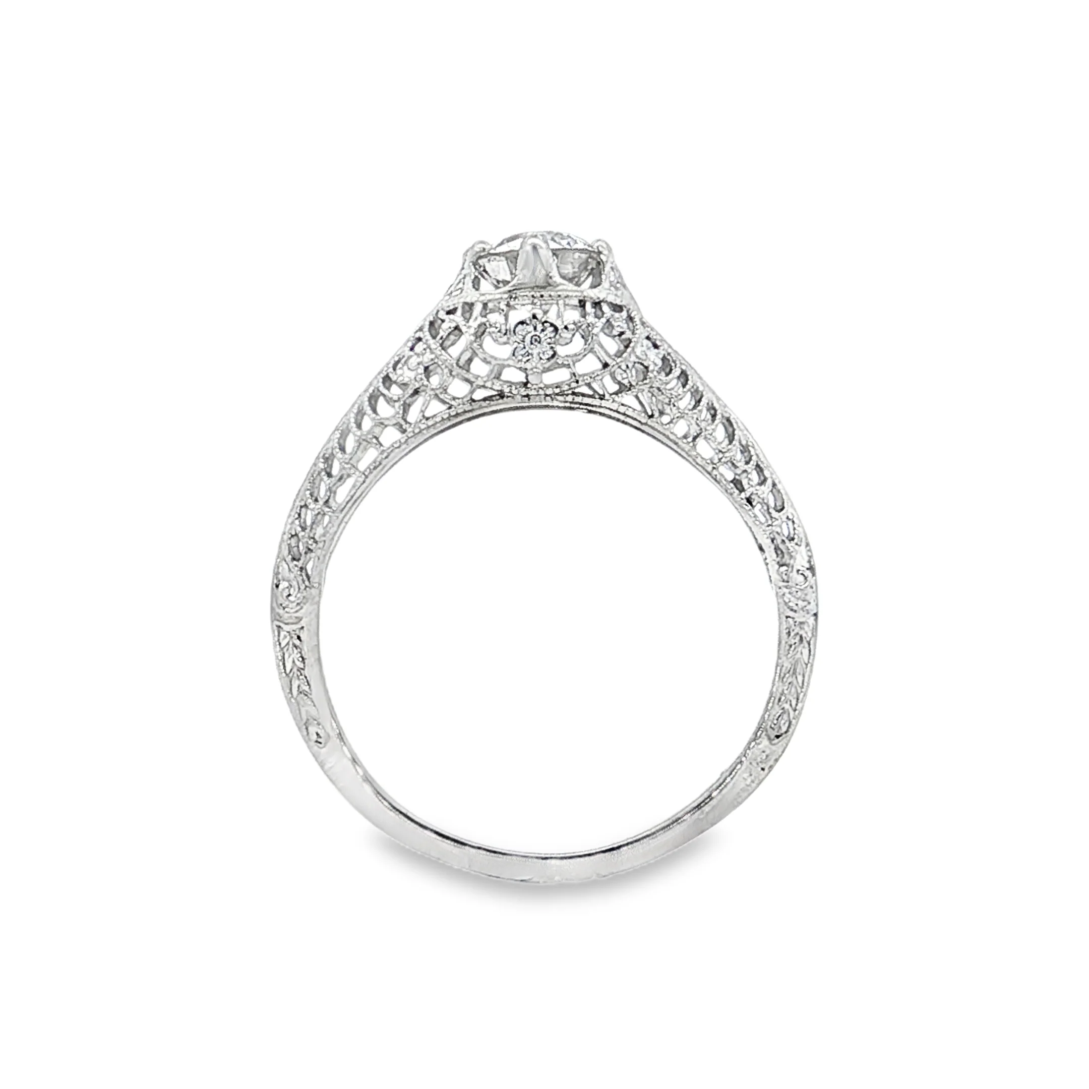.68 Antique Art Deco Diamond Solitaire Engagement Ring 18k - Image 4