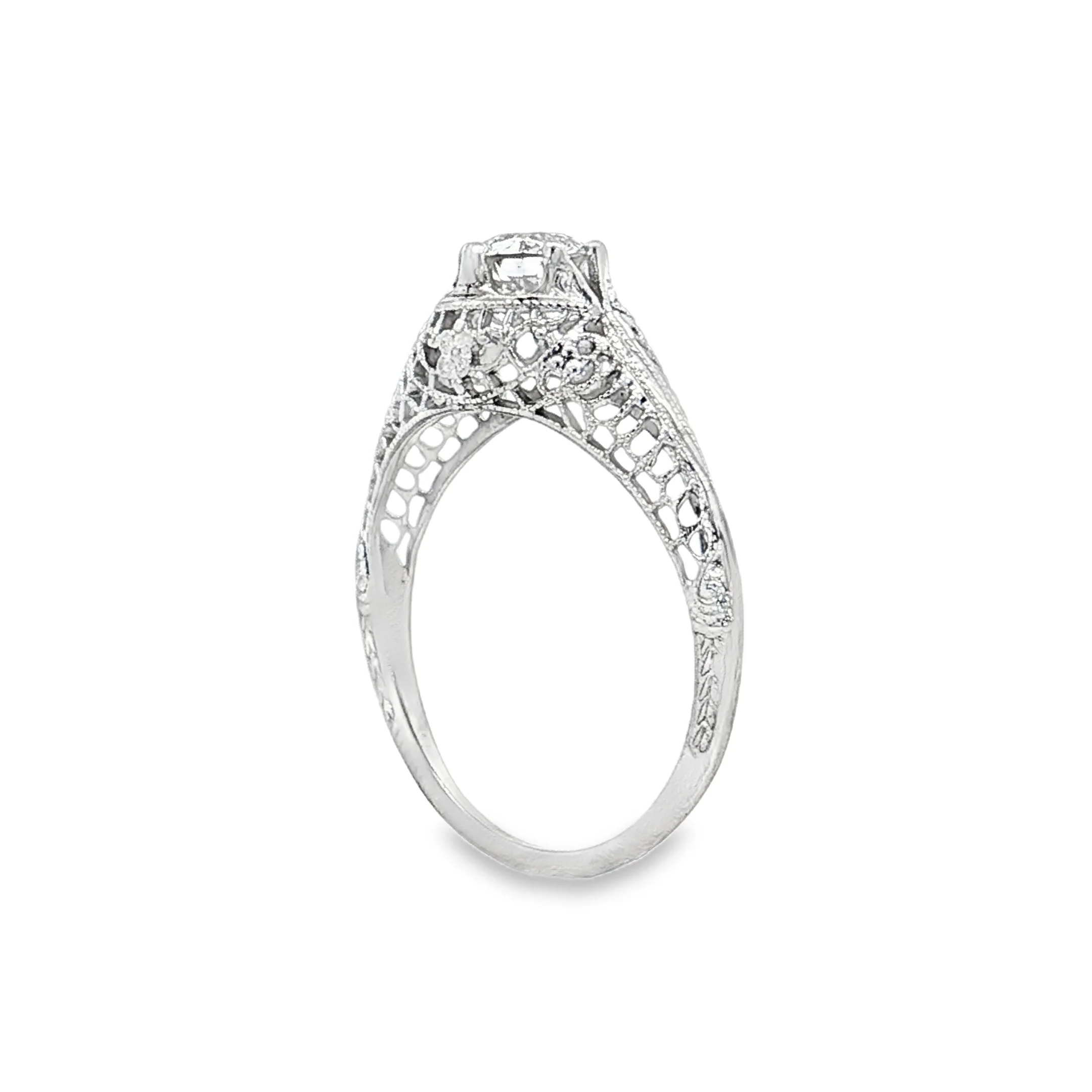 .68 Antique Art Deco Diamond Solitaire Engagement Ring 18k - Image 5
