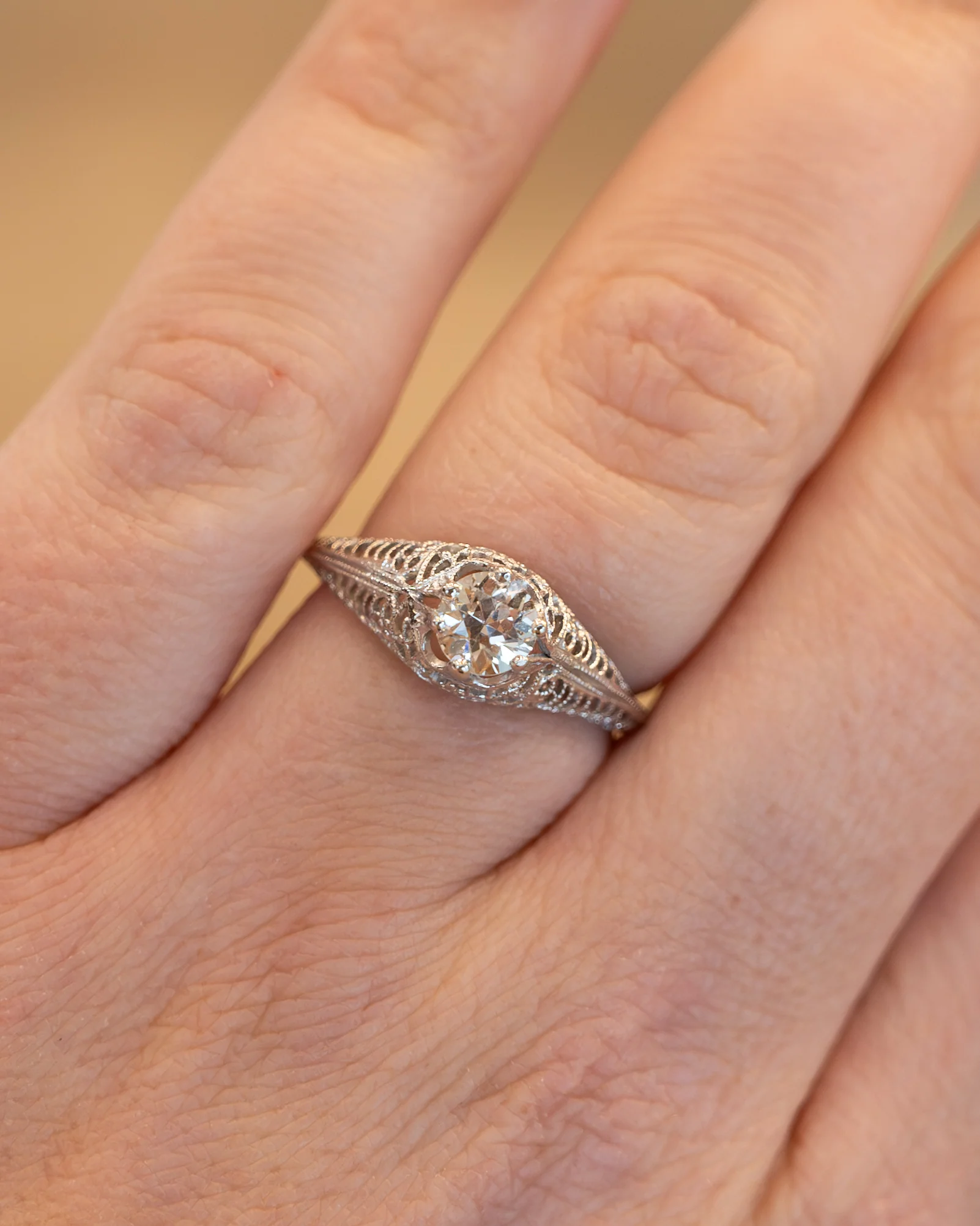 .68 Antique Art Deco Diamond Solitaire Engagement Ring 18k - Image 7