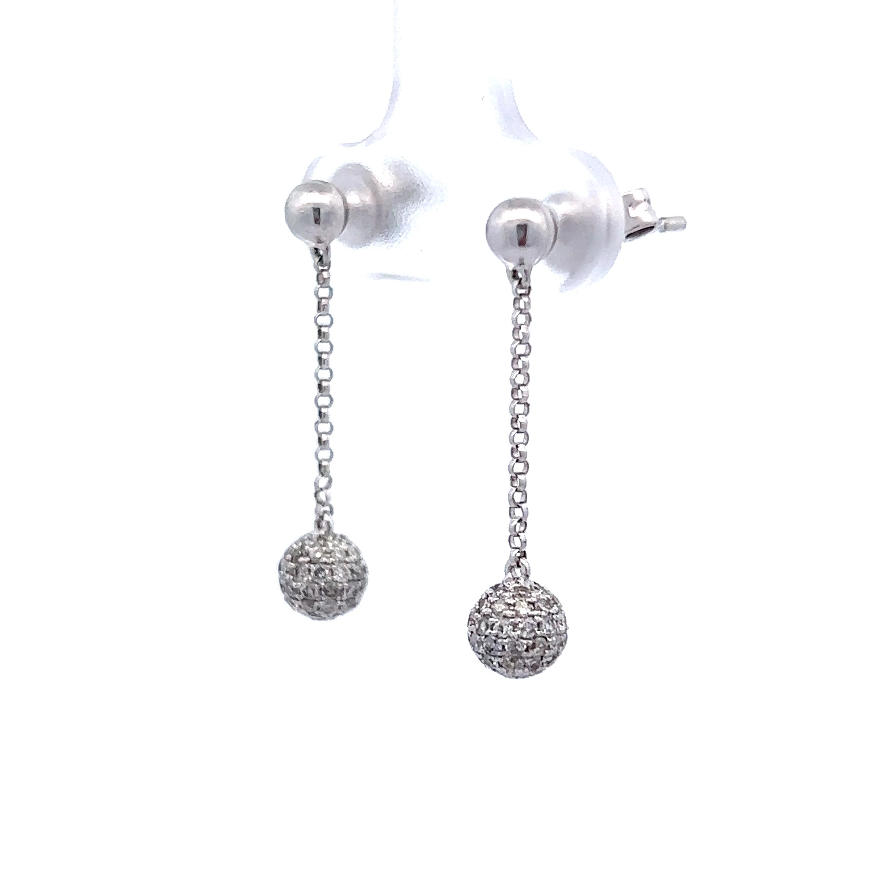 .68 Pave Diamond Dangle Earrings in 14k White Gold - Image 2