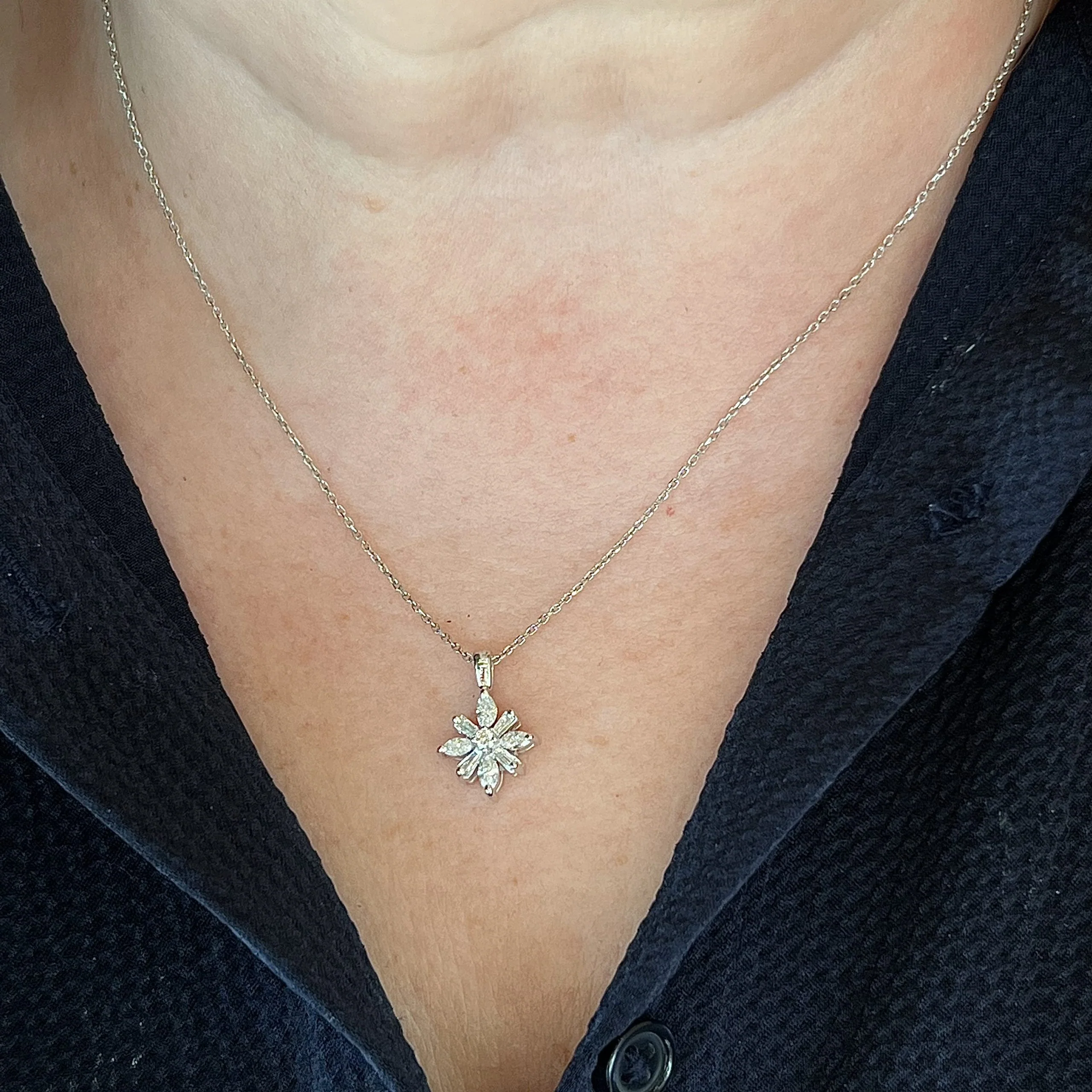 .68 Diamond Starburst Cluster Pendant Necklace in 14k White Gold - Image 4