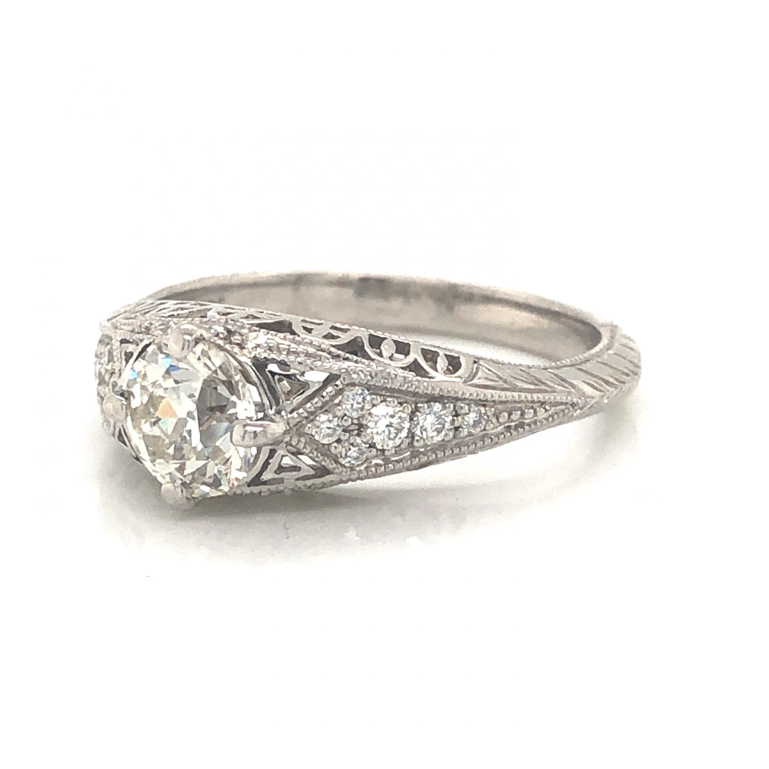 .68 Old European Cut Diamond Filigree Engagement Ring in Platinum - Image 2