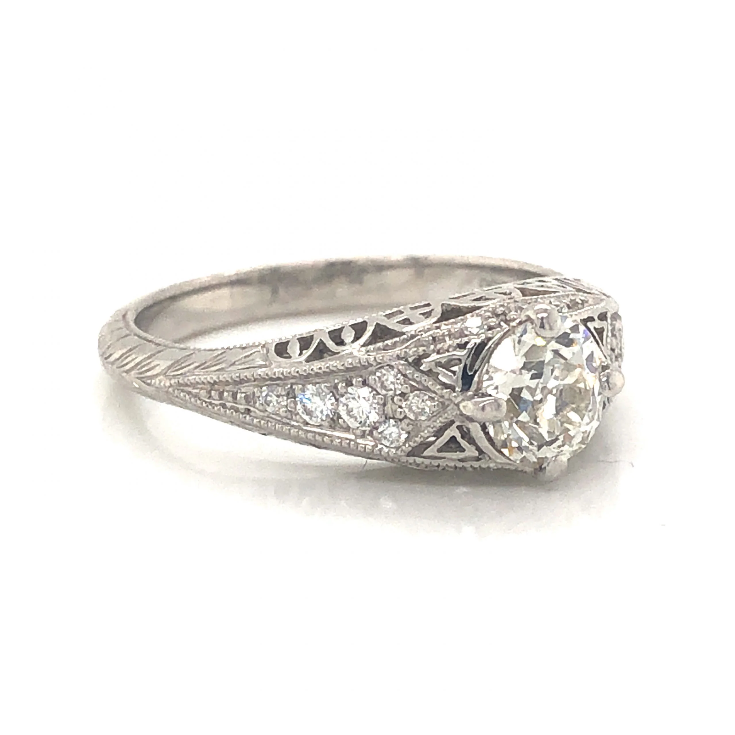 .68 Old European Cut Diamond Filigree Engagement Ring in Platinum - Image 3