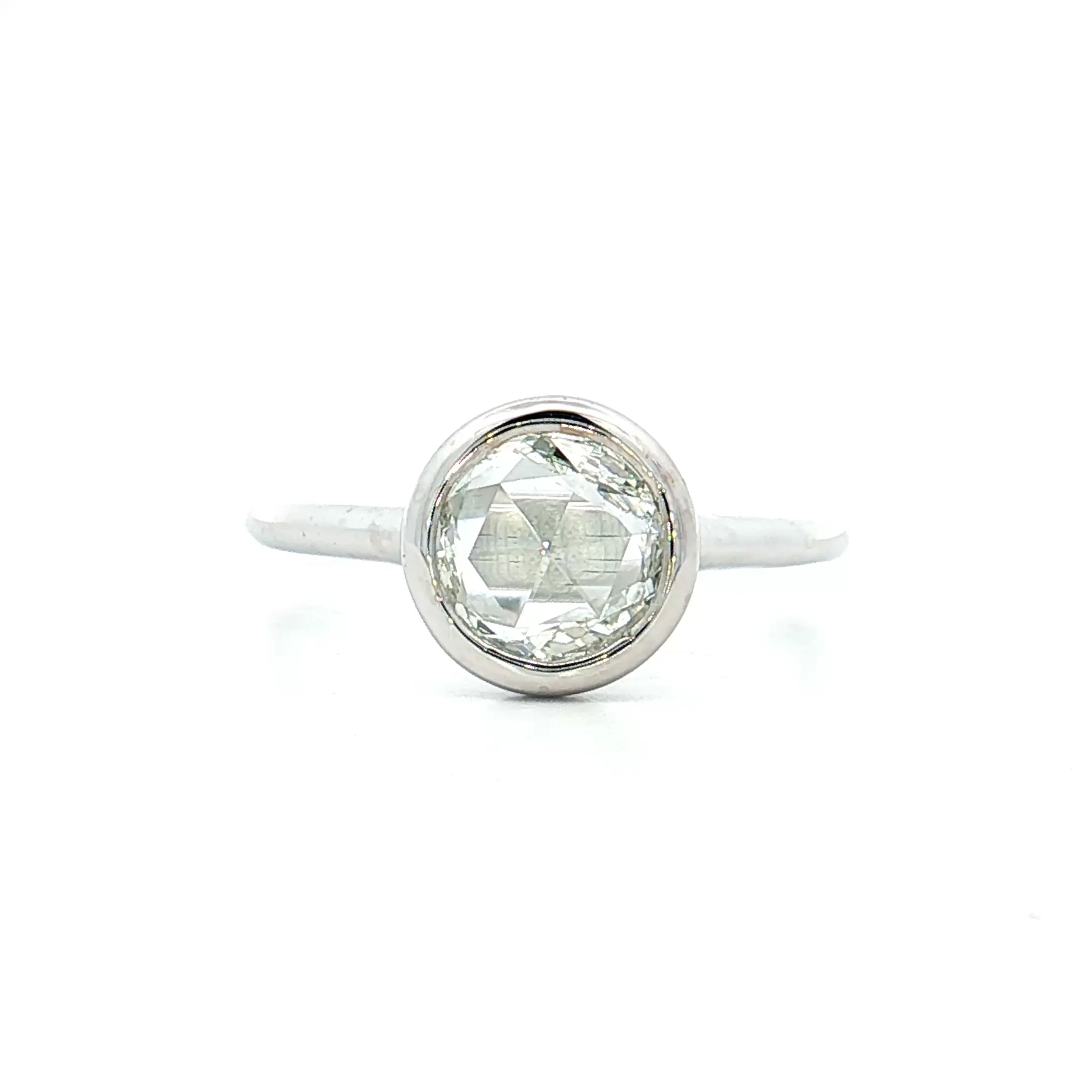 .68 Round Rose Cut Diamond Solitaire Ring 14k White Gold