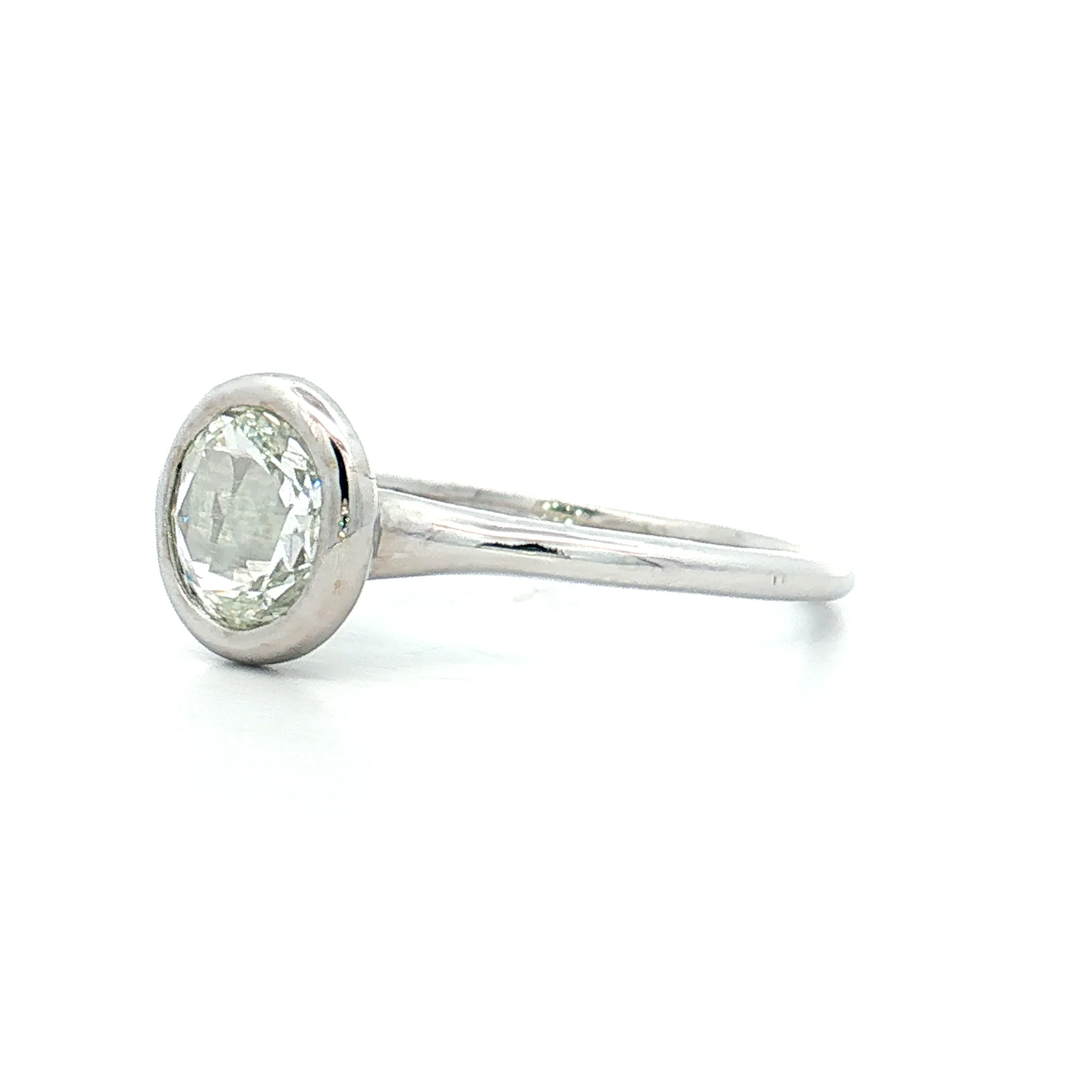 .68 Round Rose Cut Diamond Solitaire Ring 14k White Gold - Image 2