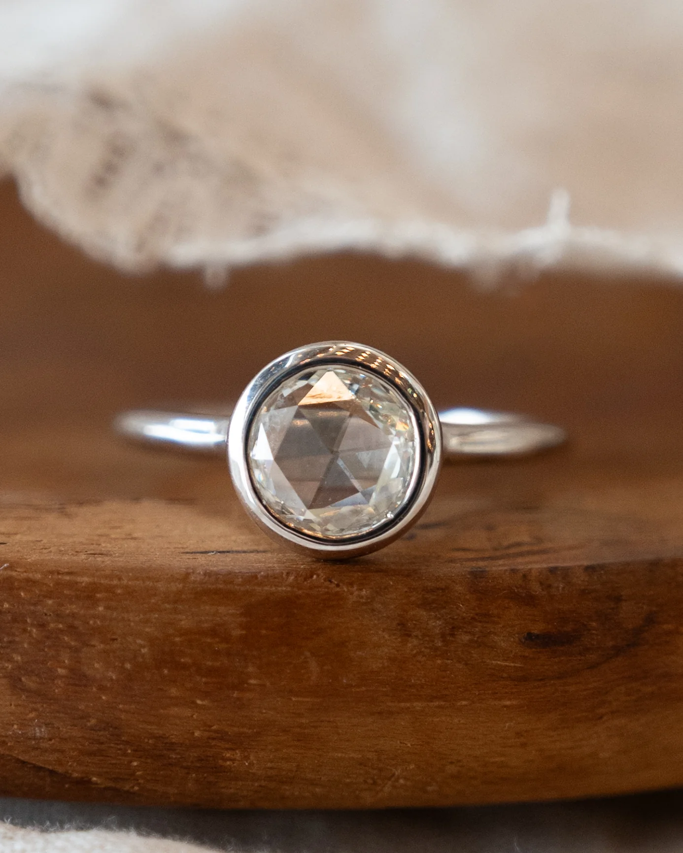 .68 Round Rose Cut Diamond Solitaire Ring 14k White Gold - Image 6