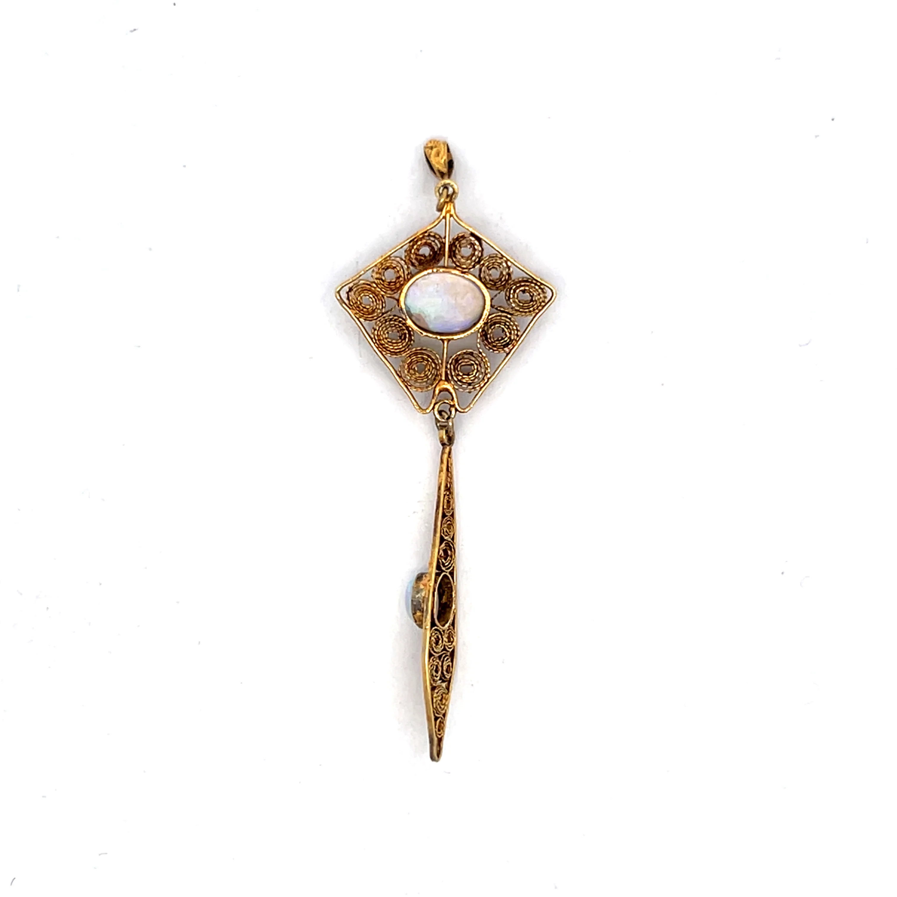 .69 Antique Art Nouveau Opal Pendant Necklace in 14k - Image 2