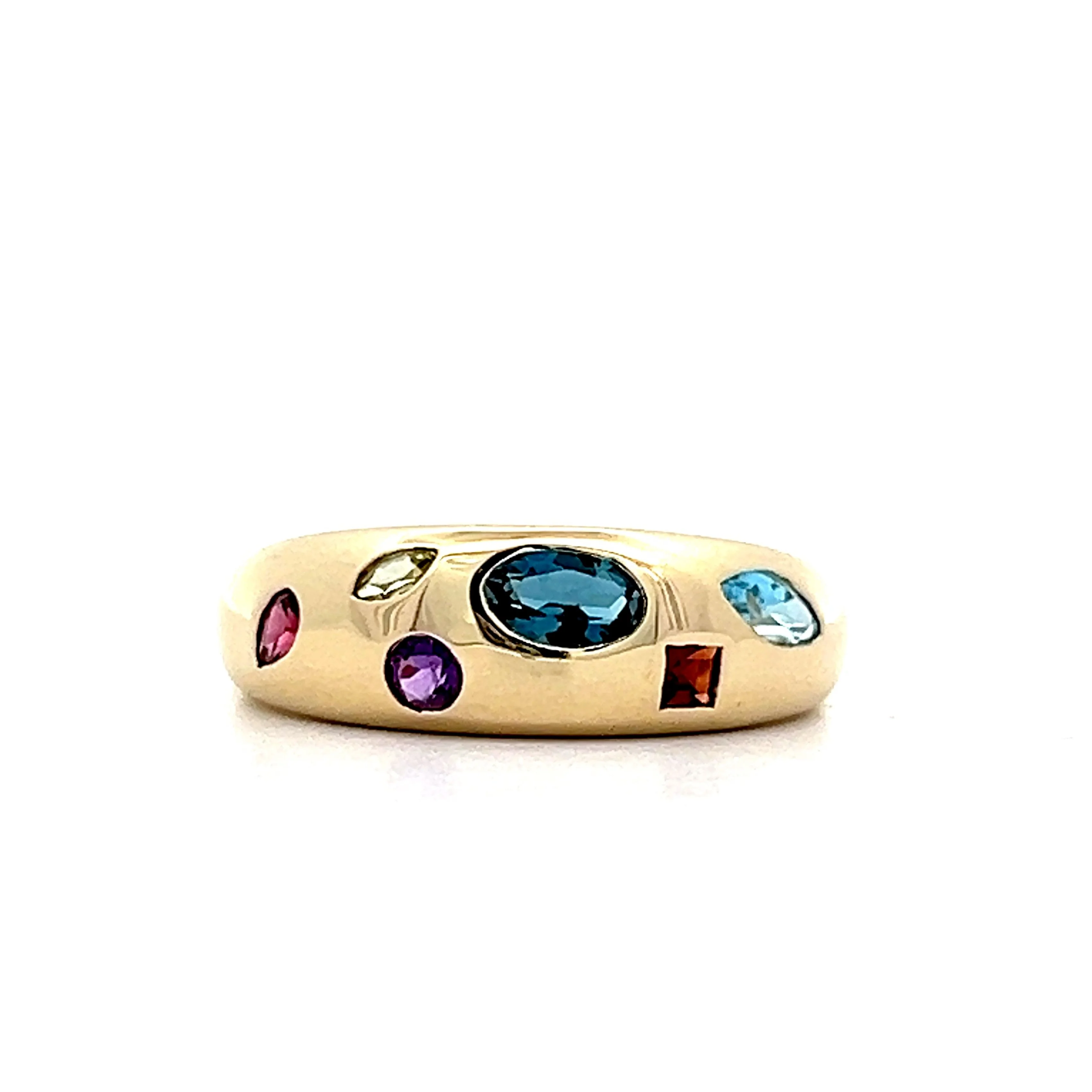 .69 Multi-Gemstone Dome Stacking Ring in 14k Yellow Gold
