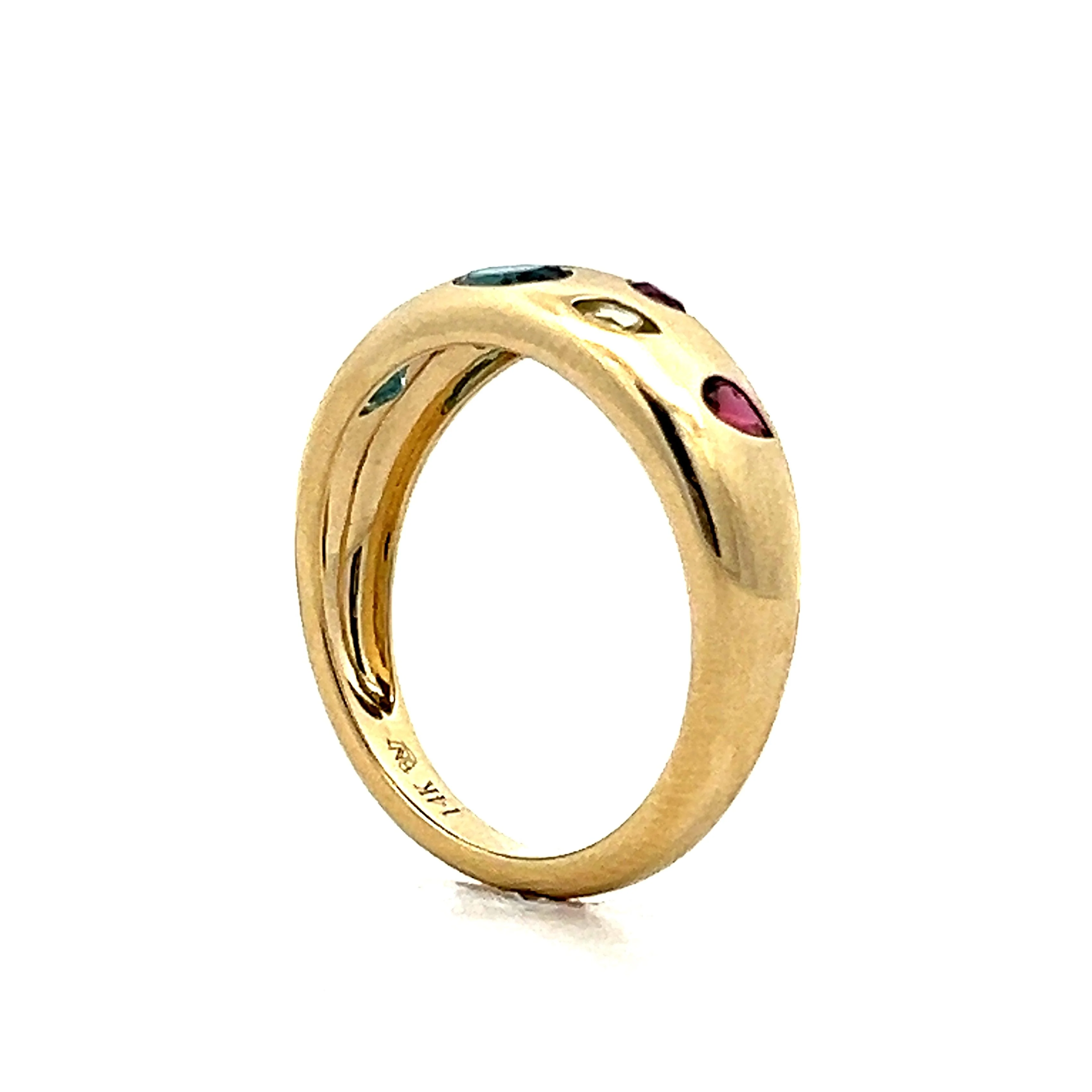 .69 Multi-Gemstone Dome Stacking Ring in 14k Yellow Gold - Image 5