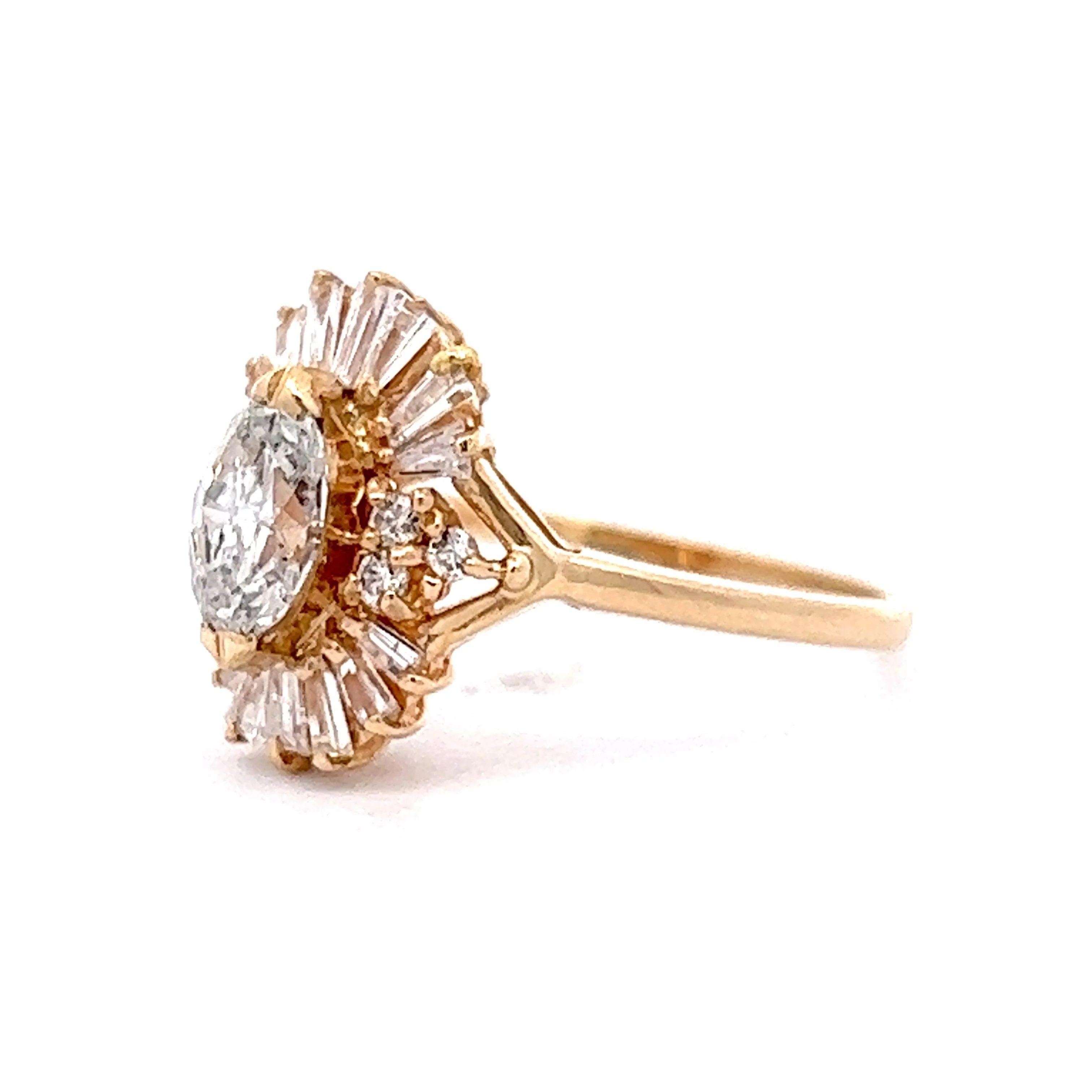.69 Oval Diamond Cluster Engagement Ring in 14k Yellow Gold - Image 2