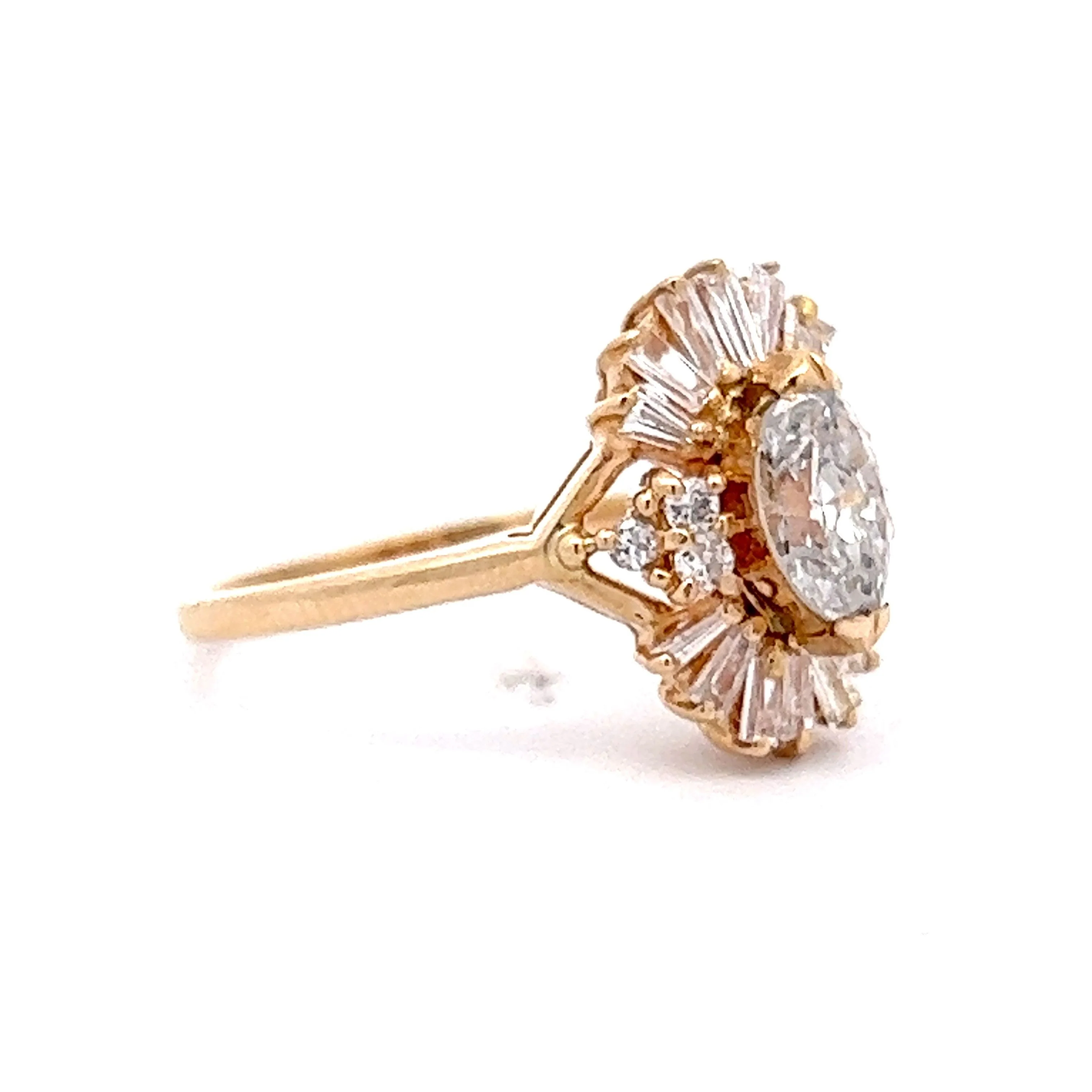 .69 Oval Diamond Cluster Engagement Ring in 14k Yellow Gold - Image 3