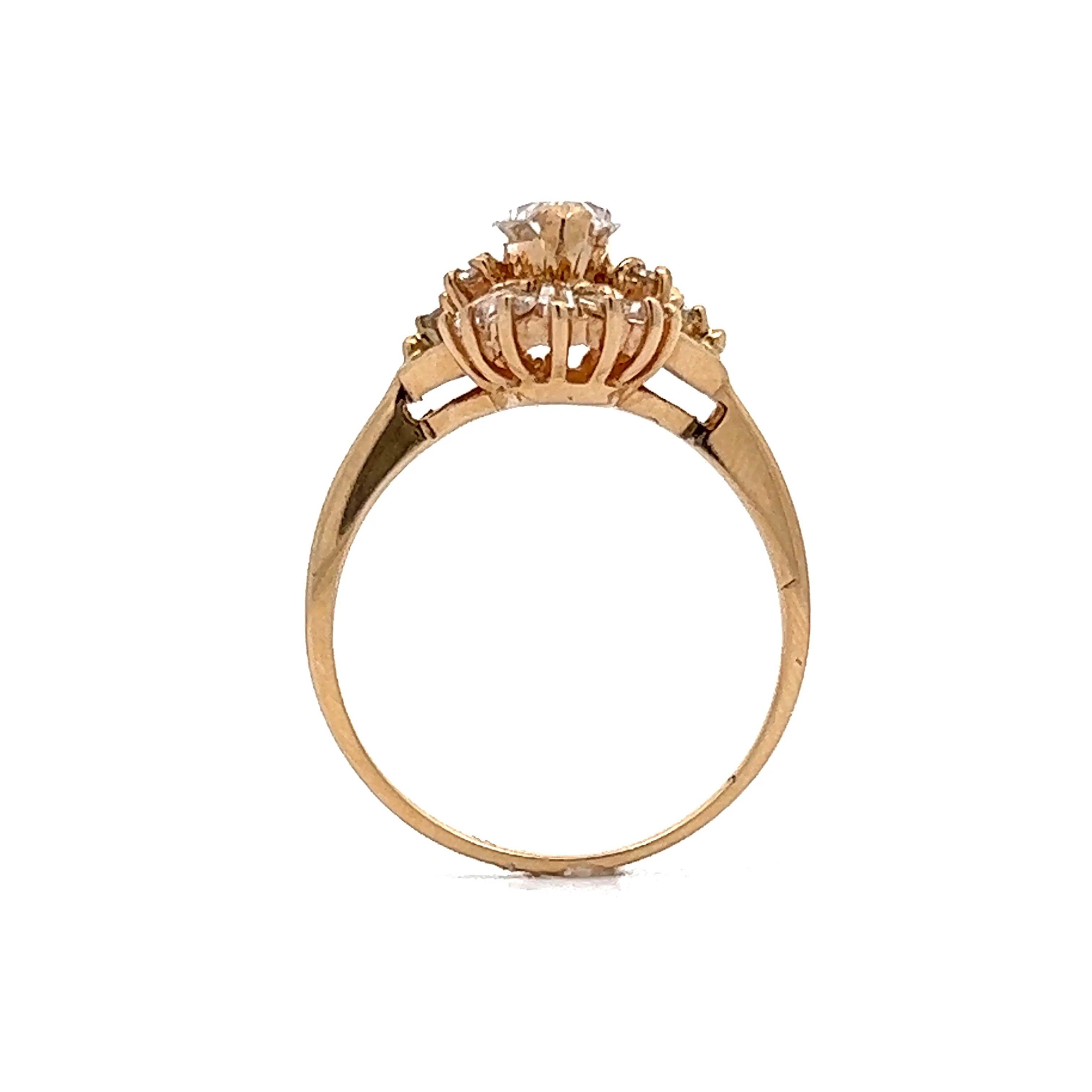 .69 Oval Diamond Cluster Engagement Ring in 14k Yellow Gold - Image 4