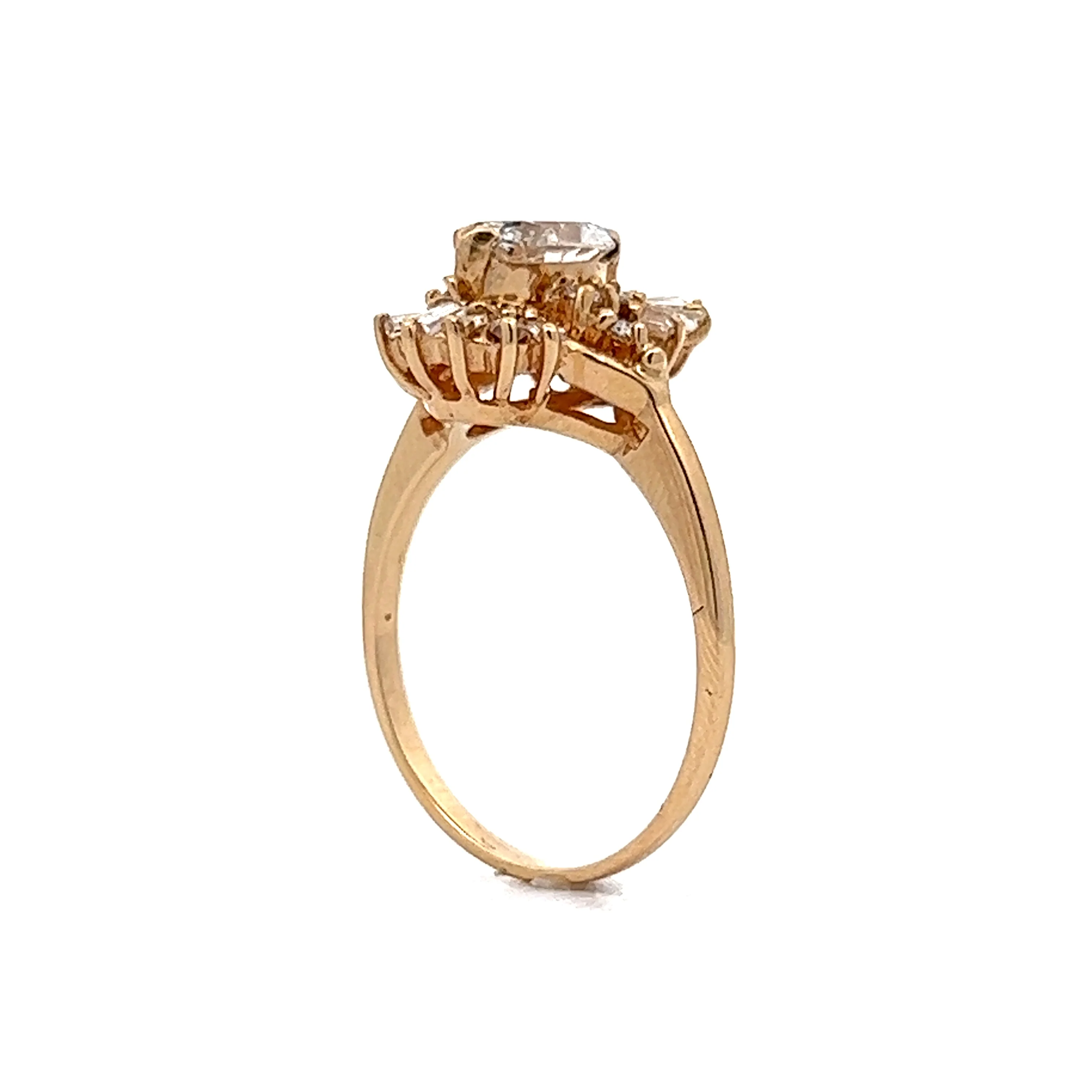 .69 Oval Diamond Cluster Engagement Ring in 14k Yellow Gold - Image 5