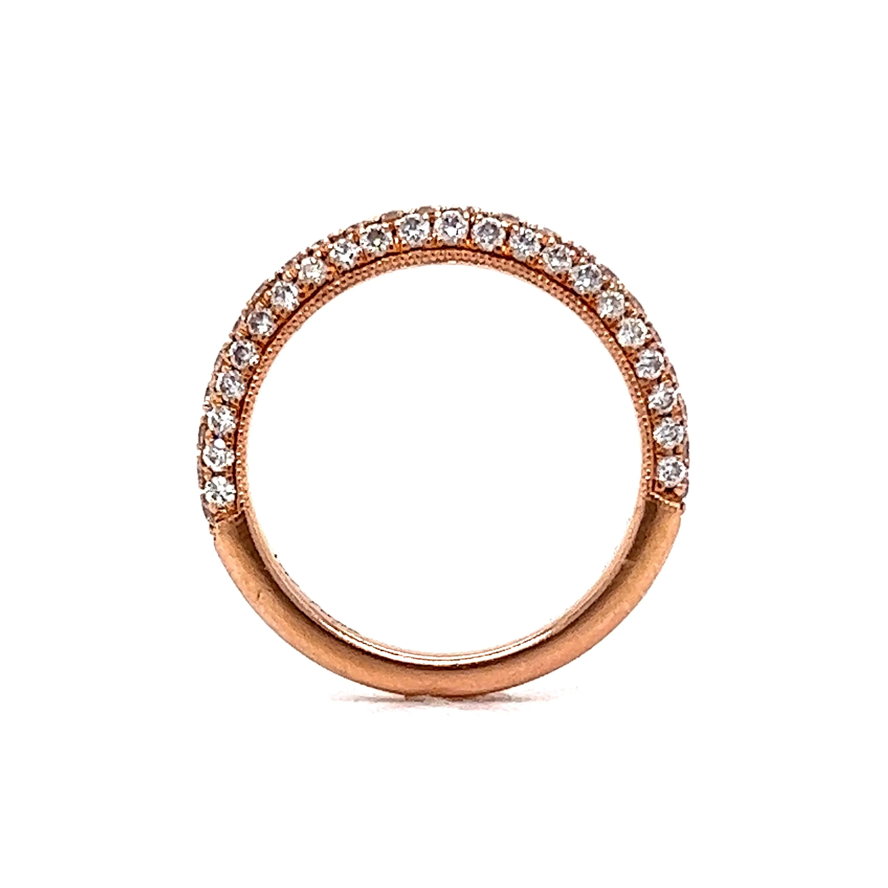 .69 Pave Diamond Half-Eternity Wedding Band in 14k Rose Gold - Image 4