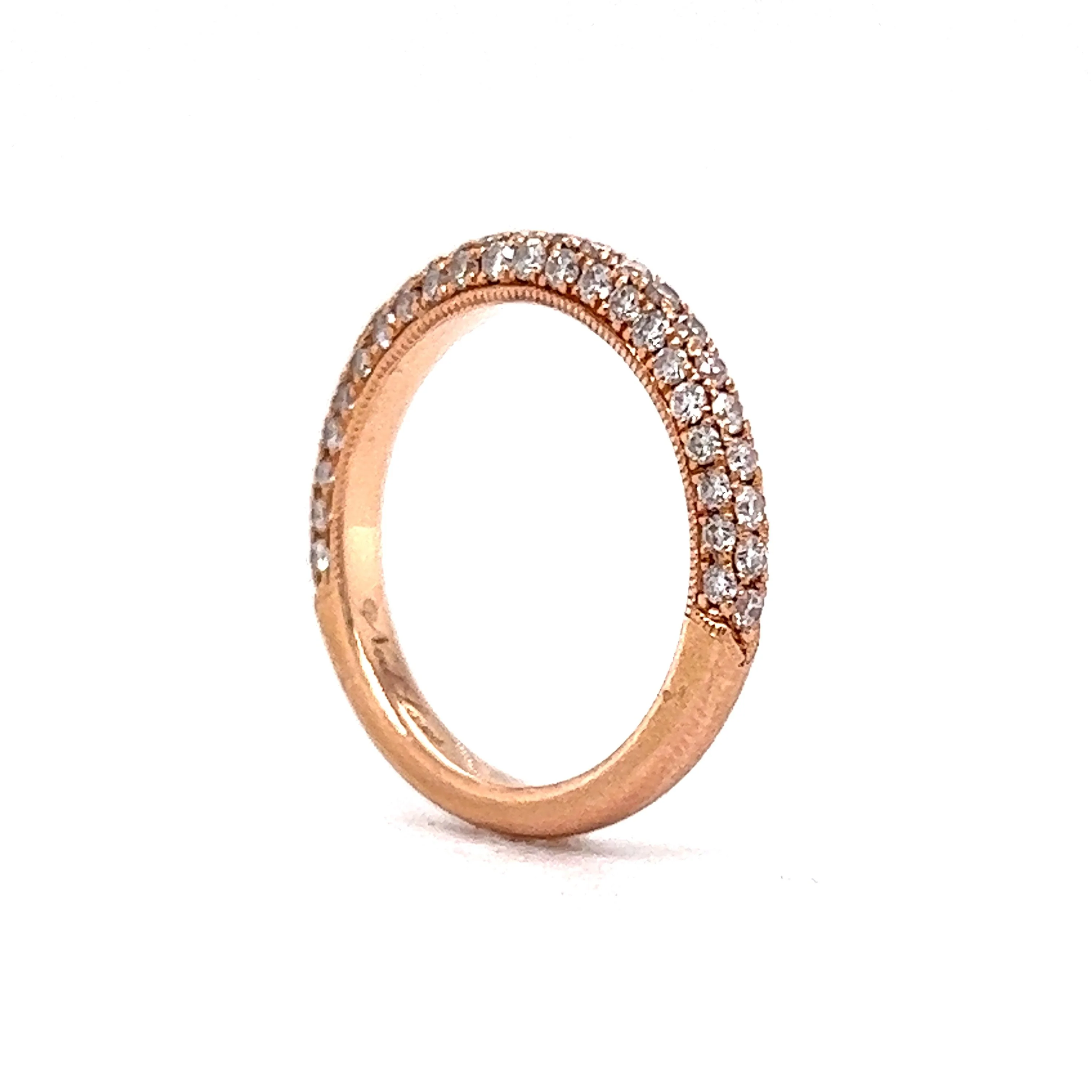 .69 Pave Diamond Half-Eternity Wedding Band in 14k Rose Gold - Image 5