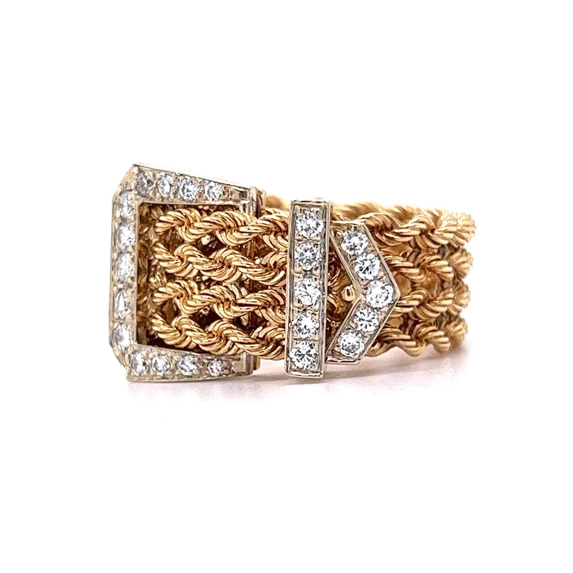 .69 John Atencio Rope Buckle Ring in 14k Yellow & White Gold - Image 2