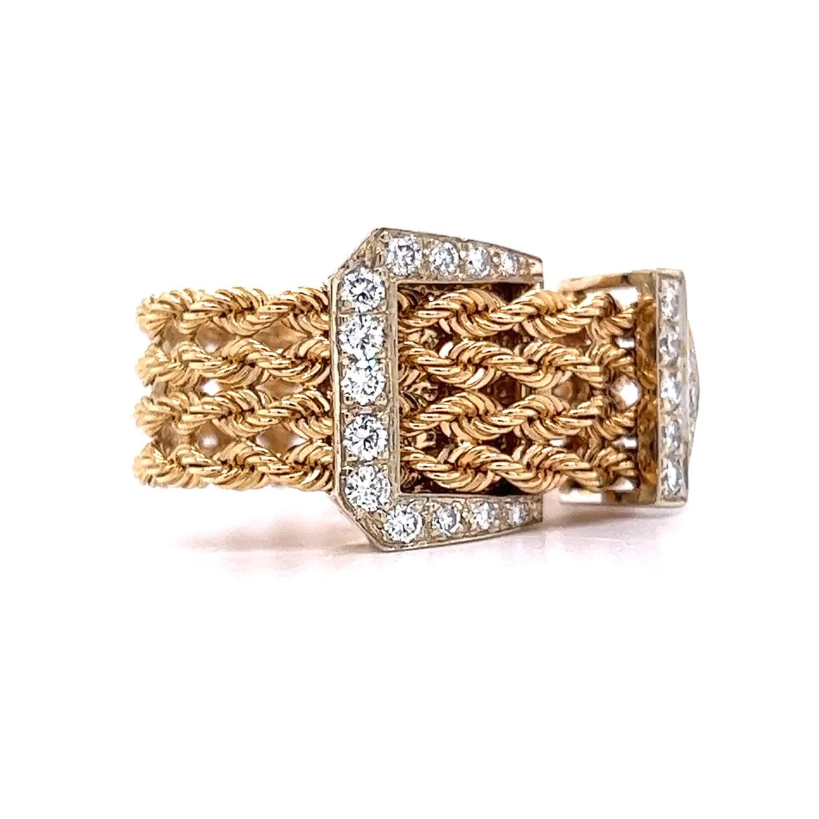 .69 John Atencio Rope Buckle Ring in 14k Yellow & White Gold - Image 3