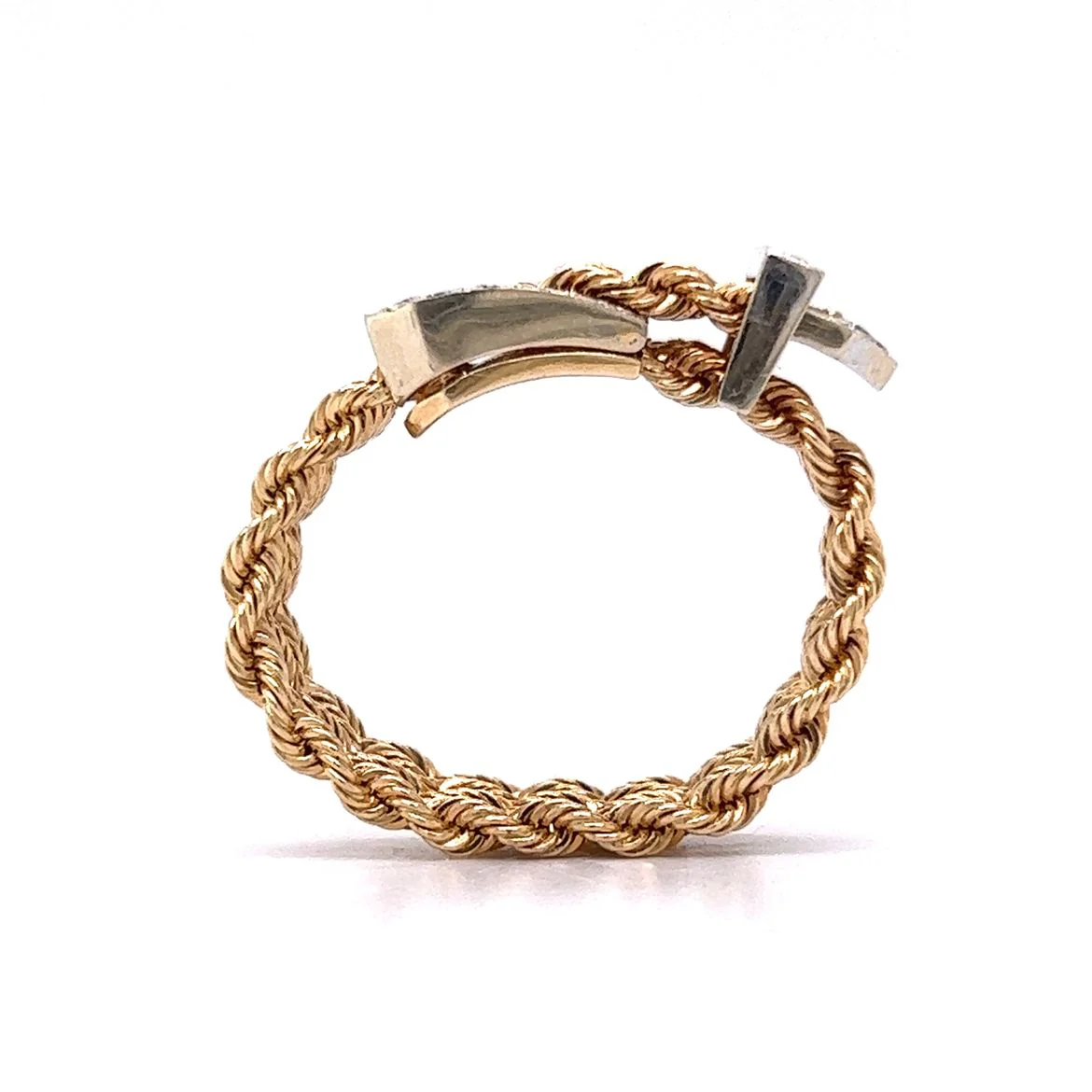 .69 John Atencio Rope Buckle Ring in 14k Yellow & White Gold - Image 4