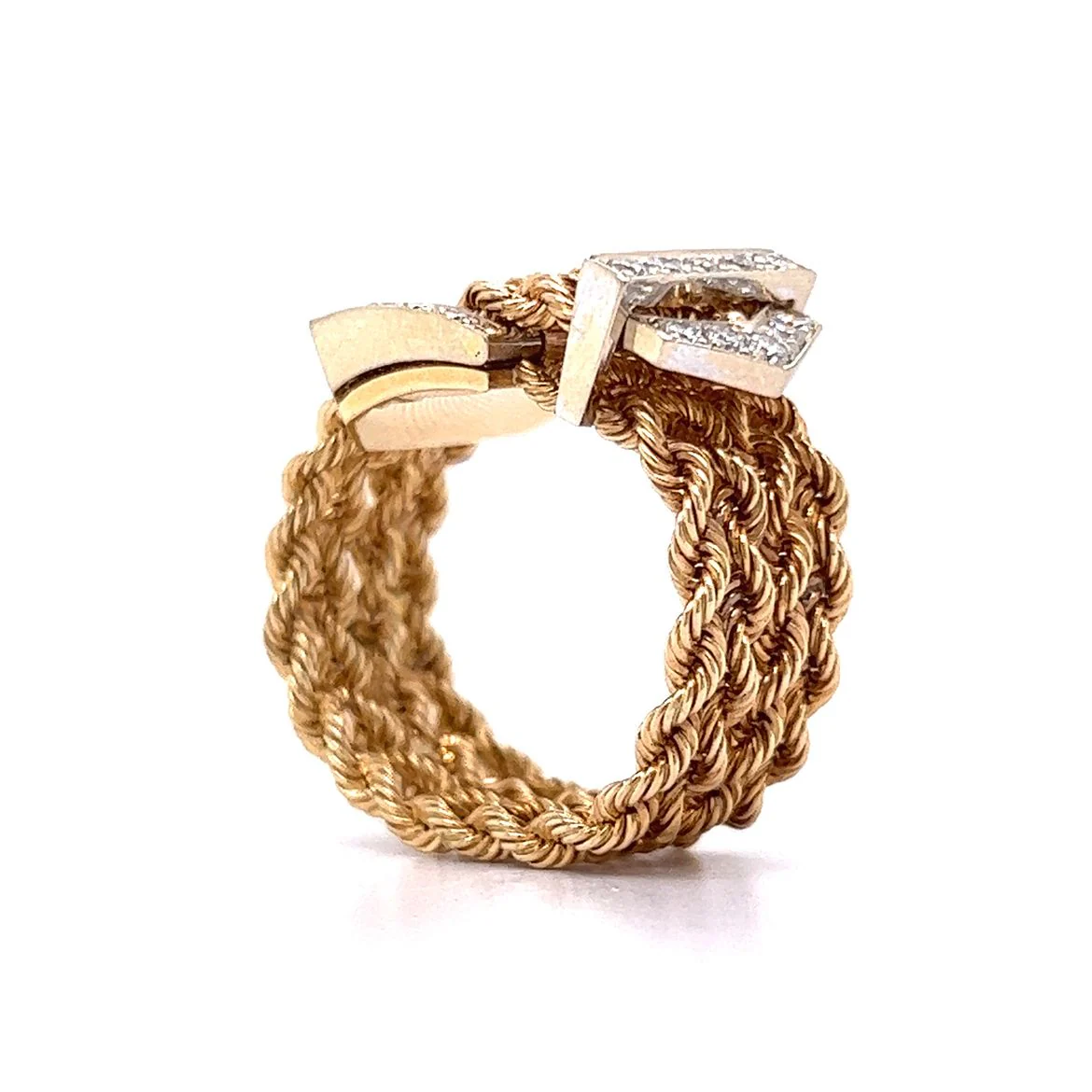.69 John Atencio Rope Buckle Ring in 14k Yellow & White Gold - Image 5