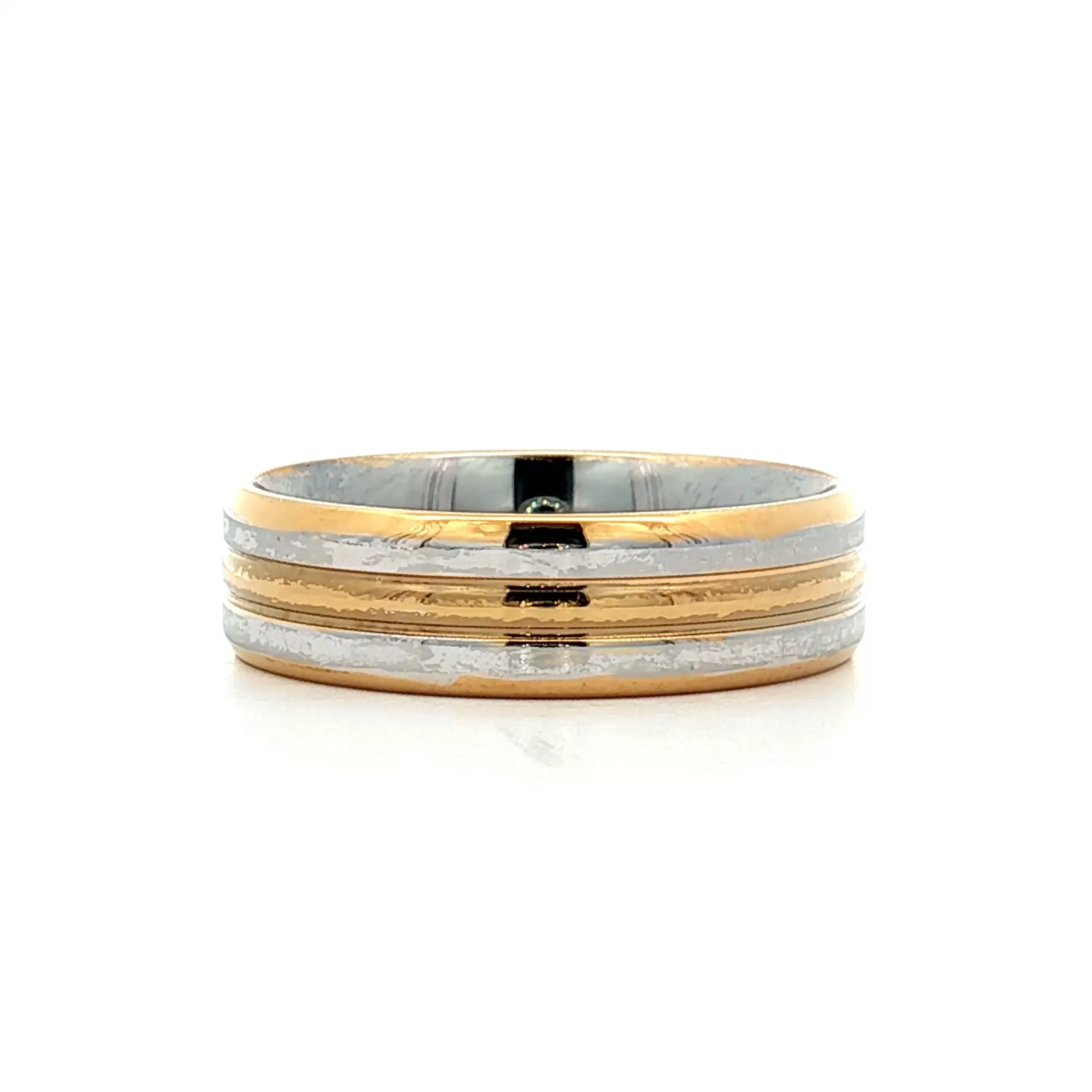 6mm Mens Diamond Two-Tone Wedding Band in 18k - Image 4