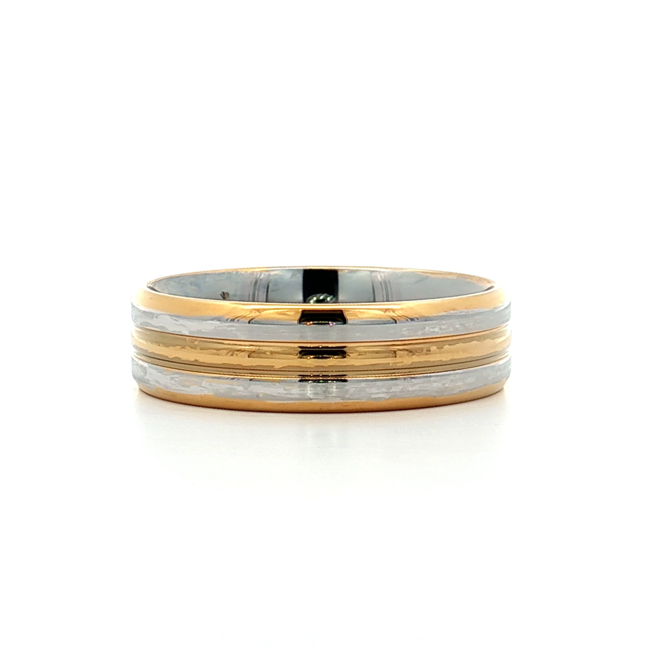 6mm Mens Diamond Two-Tone Wedding Band in 18k - Image 5