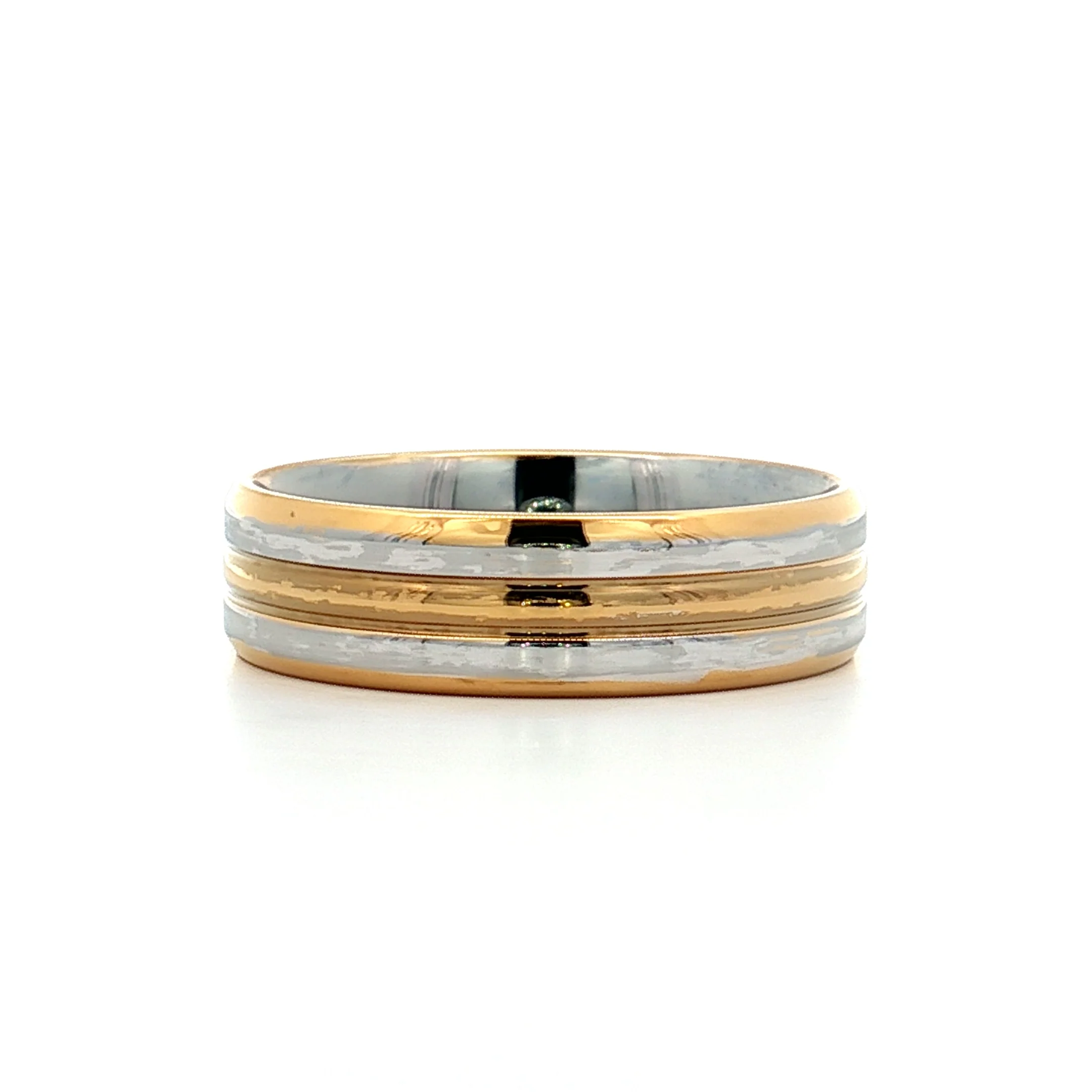 6mm Mens Diamond Two-Tone Wedding Band in 18k - Image 6