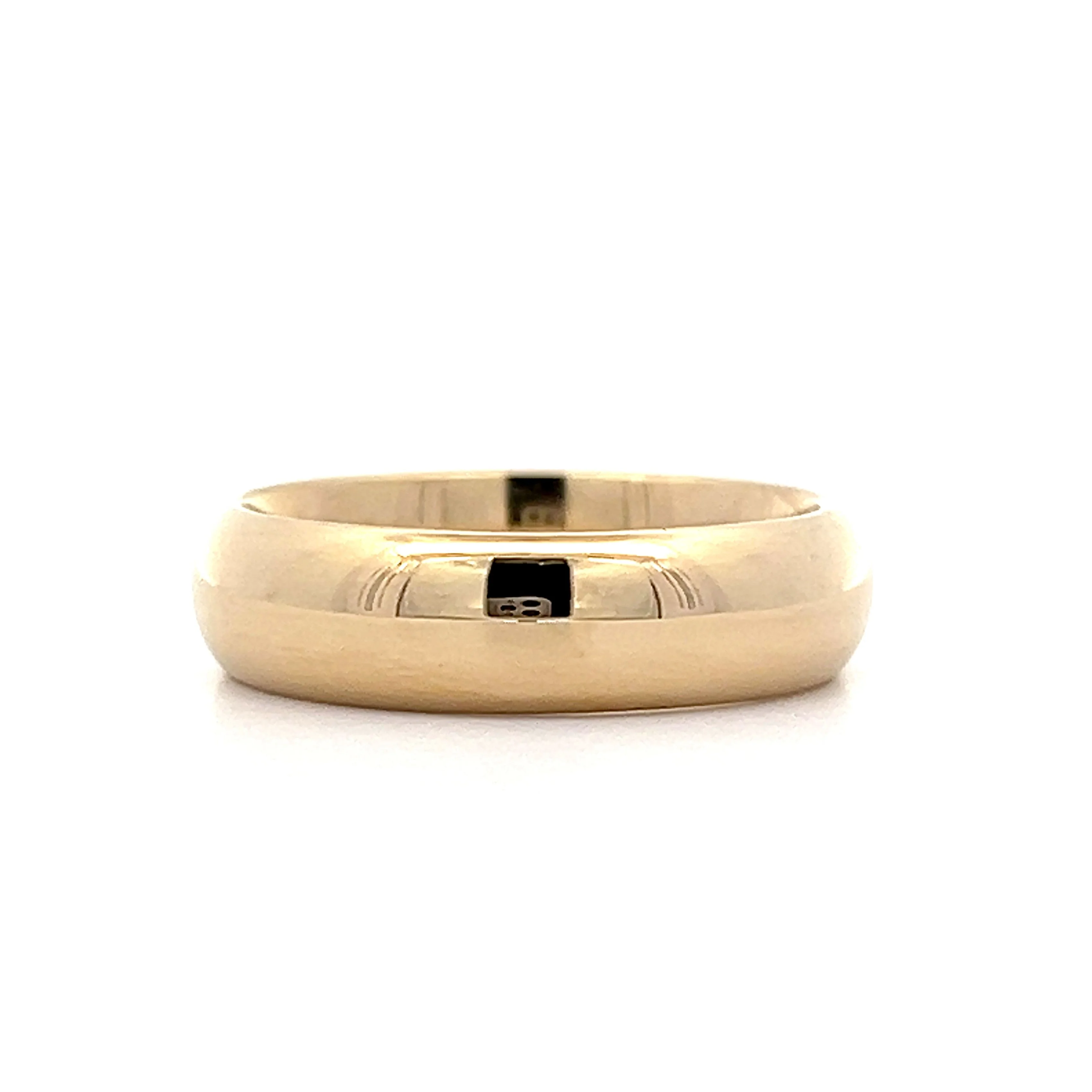 6mm Mens Half Round Wedding Band in 14k Yellow Gold - Image 2