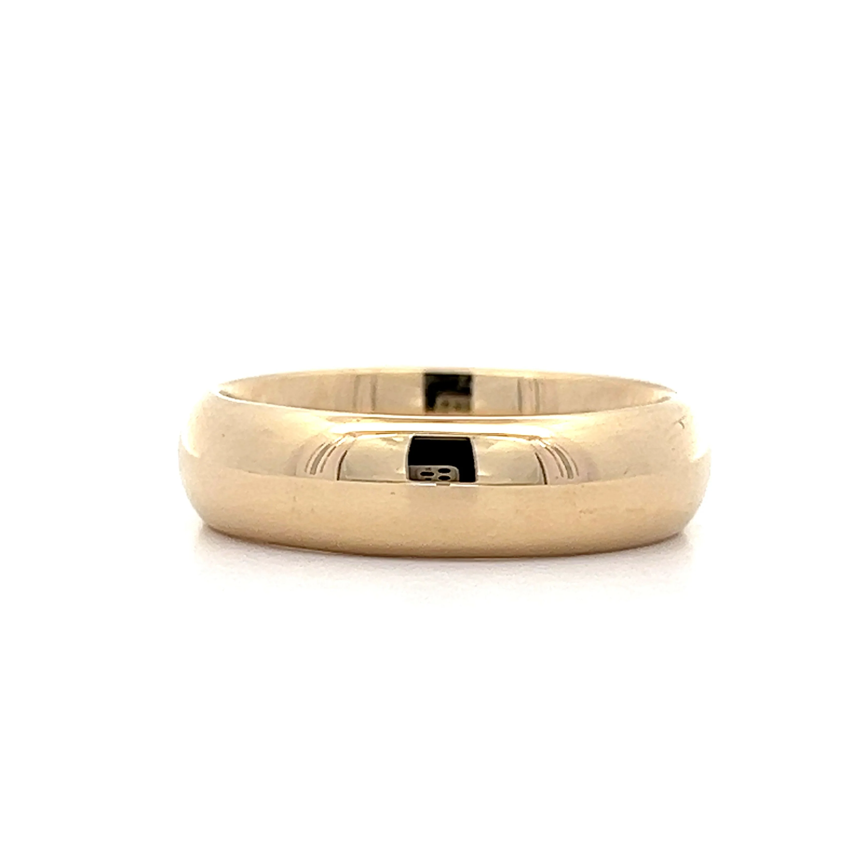 6mm Mens Half Round Wedding Band in 14k Yellow Gold - Image 3