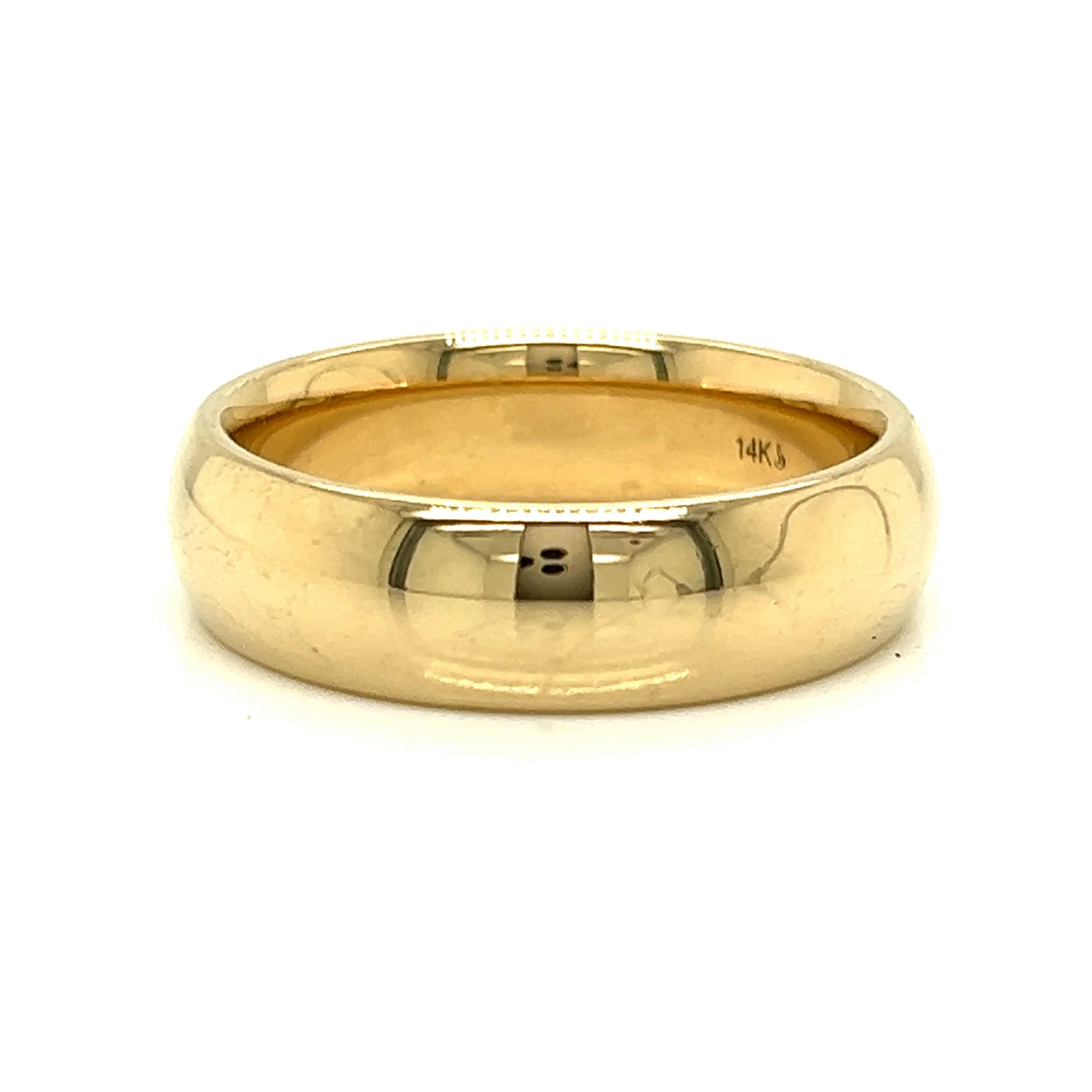 6mm Men's High Polish Wedding Band in 14k Yellow Gold - Image 2