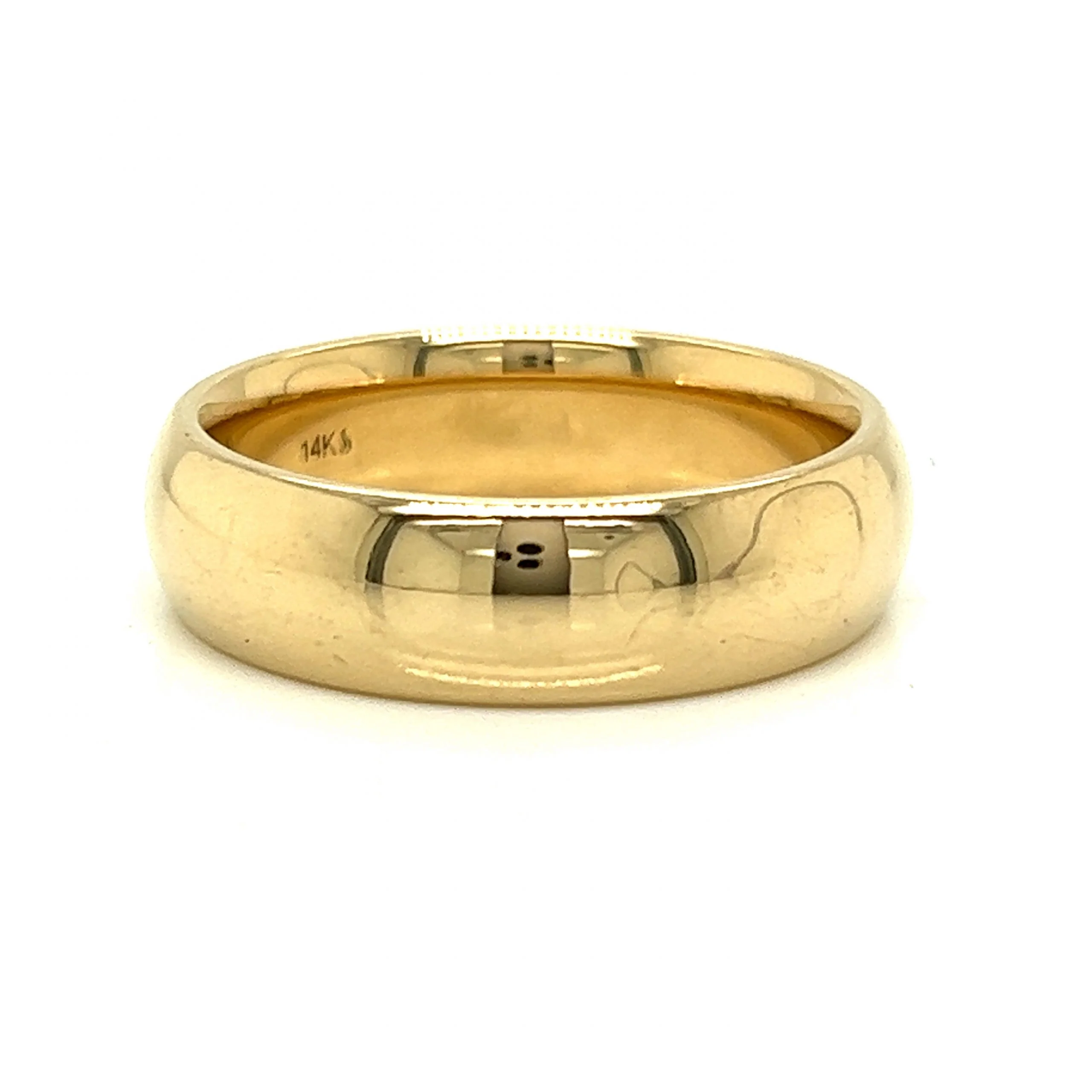 6mm Men's High Polish Wedding Band in 14k Yellow Gold - Image 3