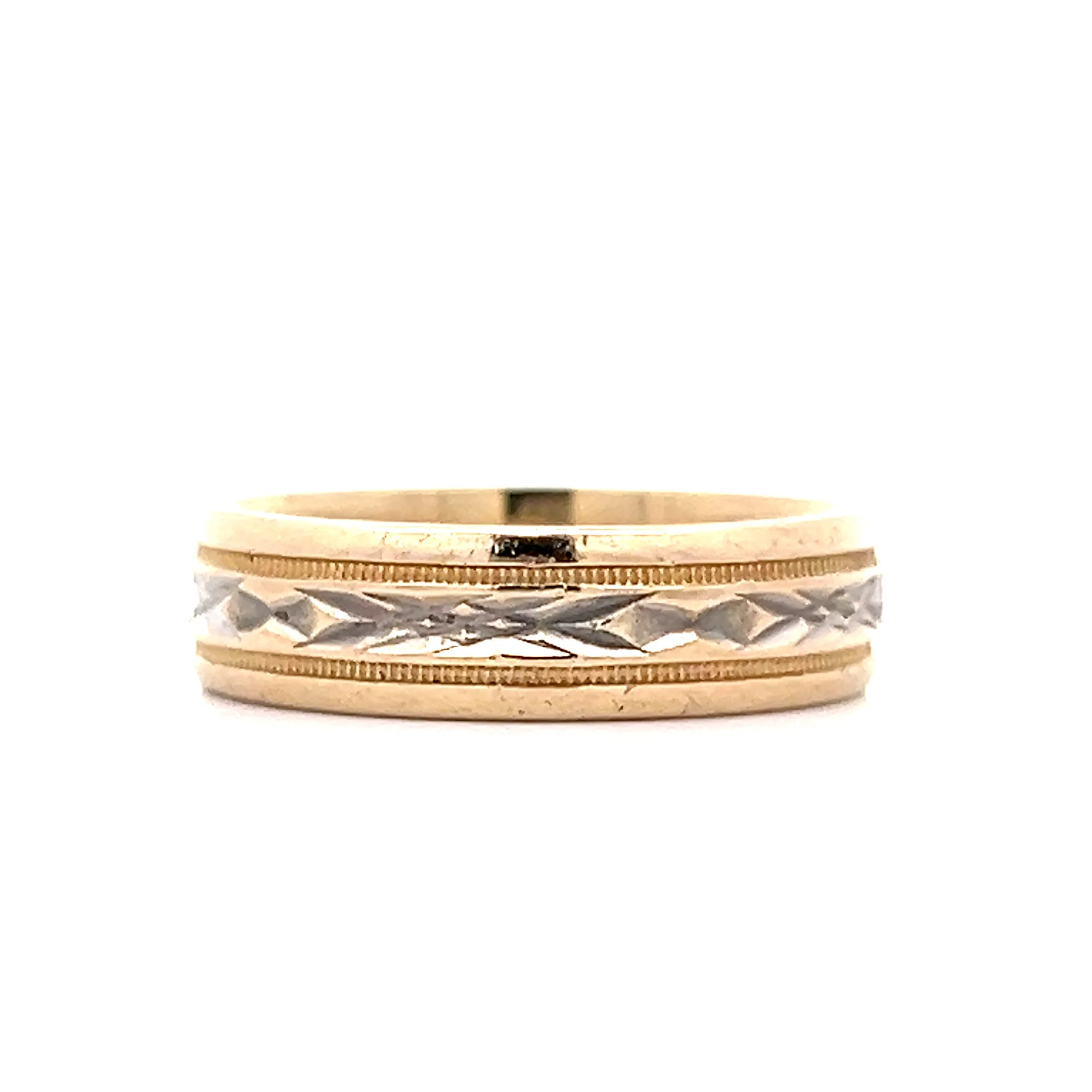 6mm Mens Vintage 1960s Two-Tone Wedding Band - Image 3