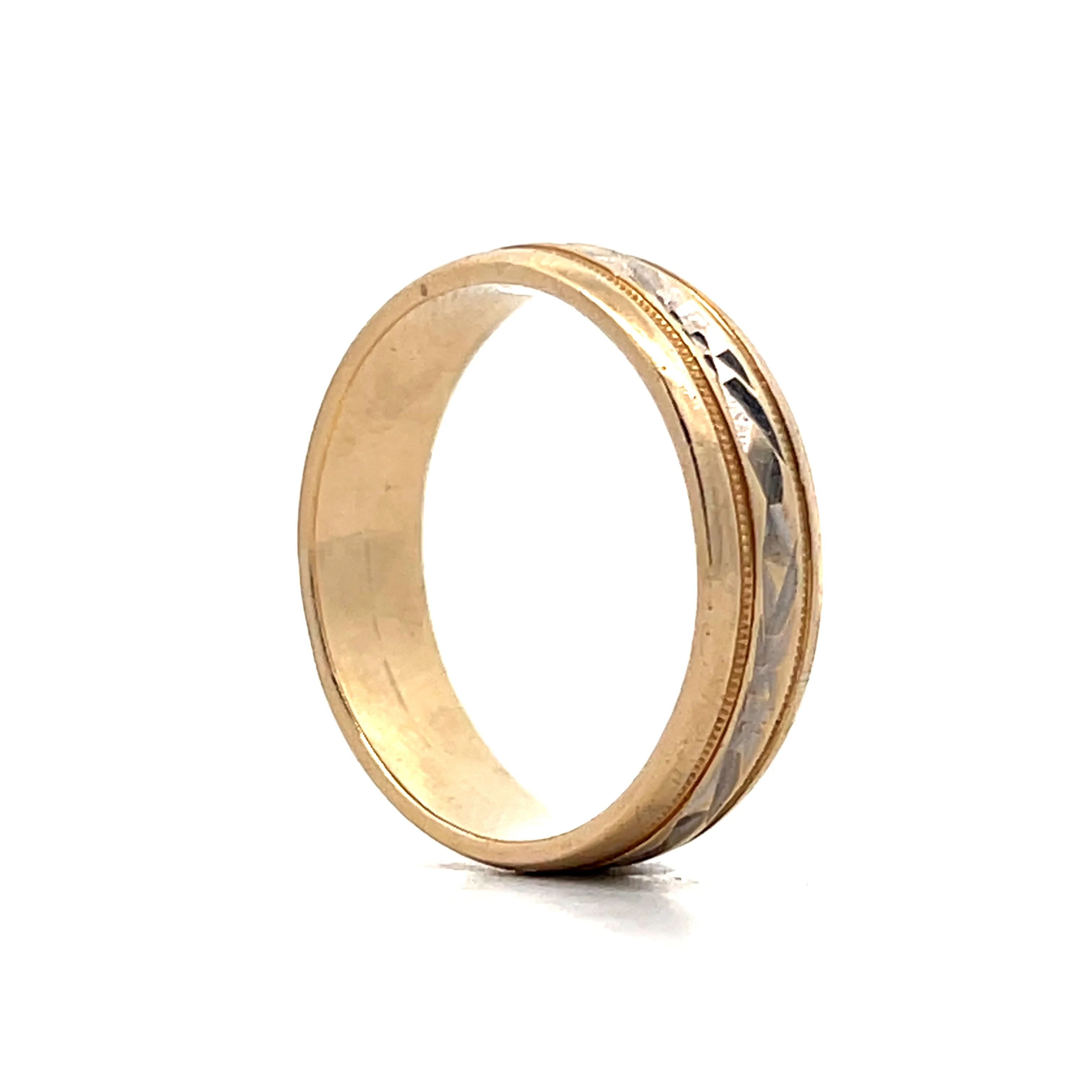 6mm Mens Vintage 1960s Two-Tone Wedding Band - Image 5
