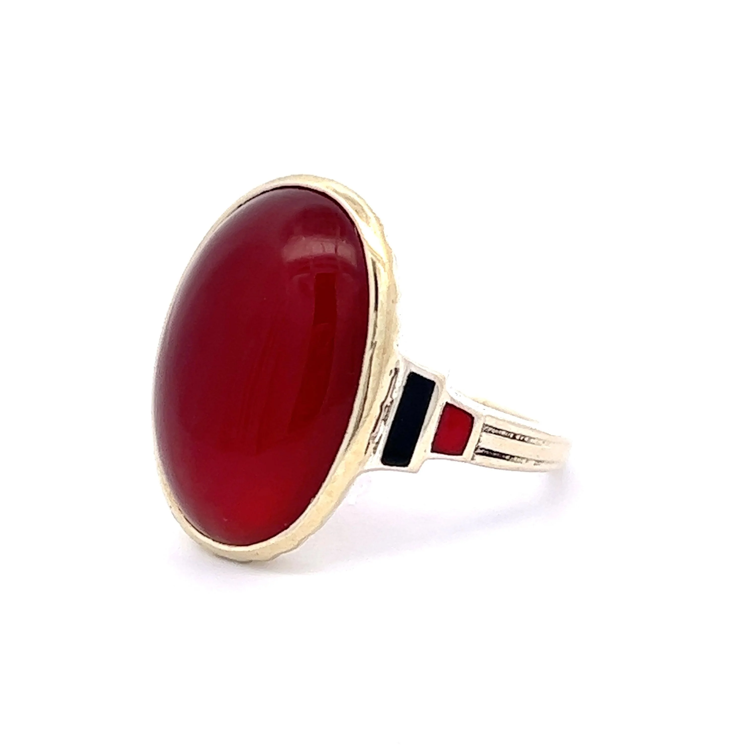 7.04 Mid-Century Red Carnelian Cocktail Ring in 10K Yellow Gold - Image 2
