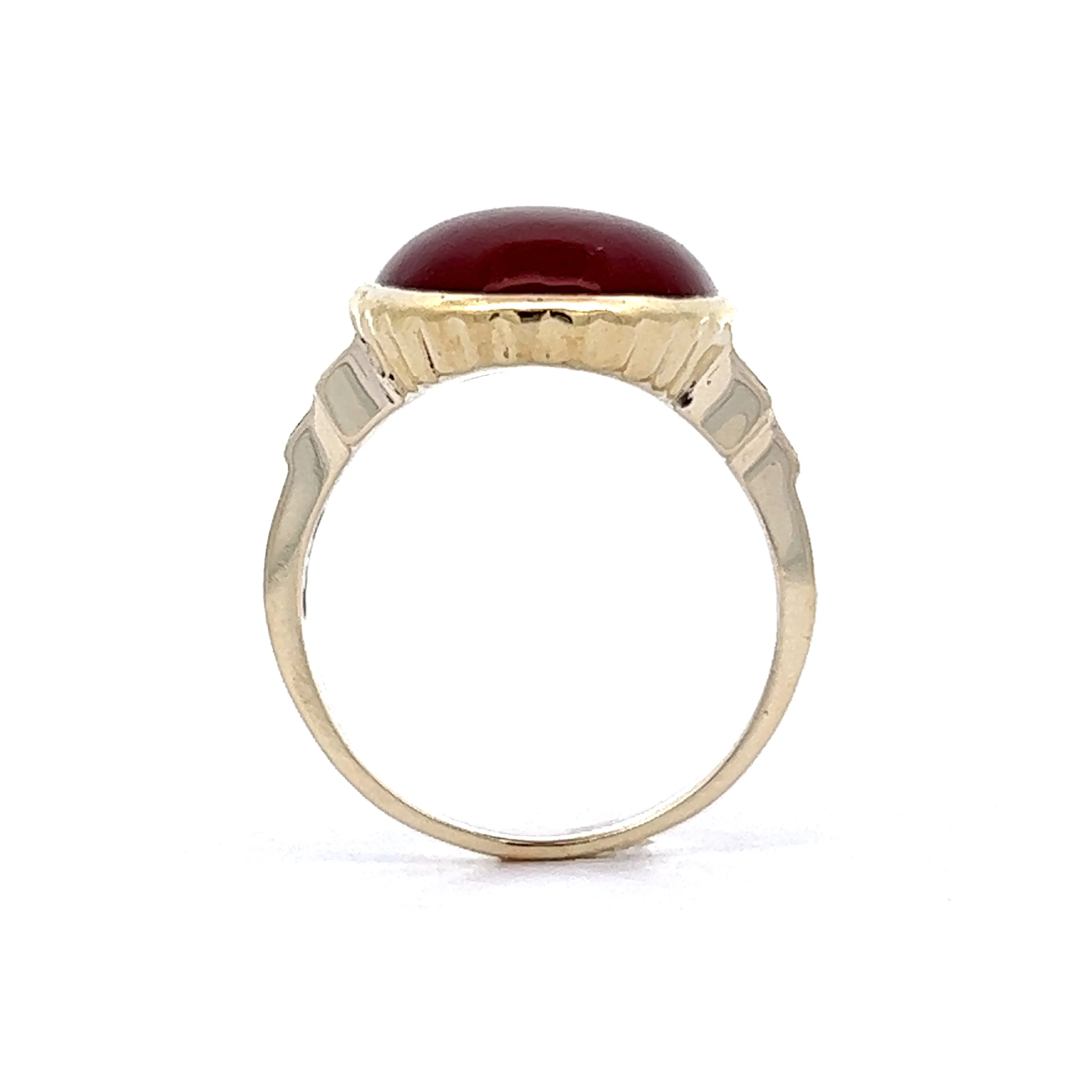 7.04 Mid-Century Red Carnelian Cocktail Ring in 10K Yellow Gold - Image 4