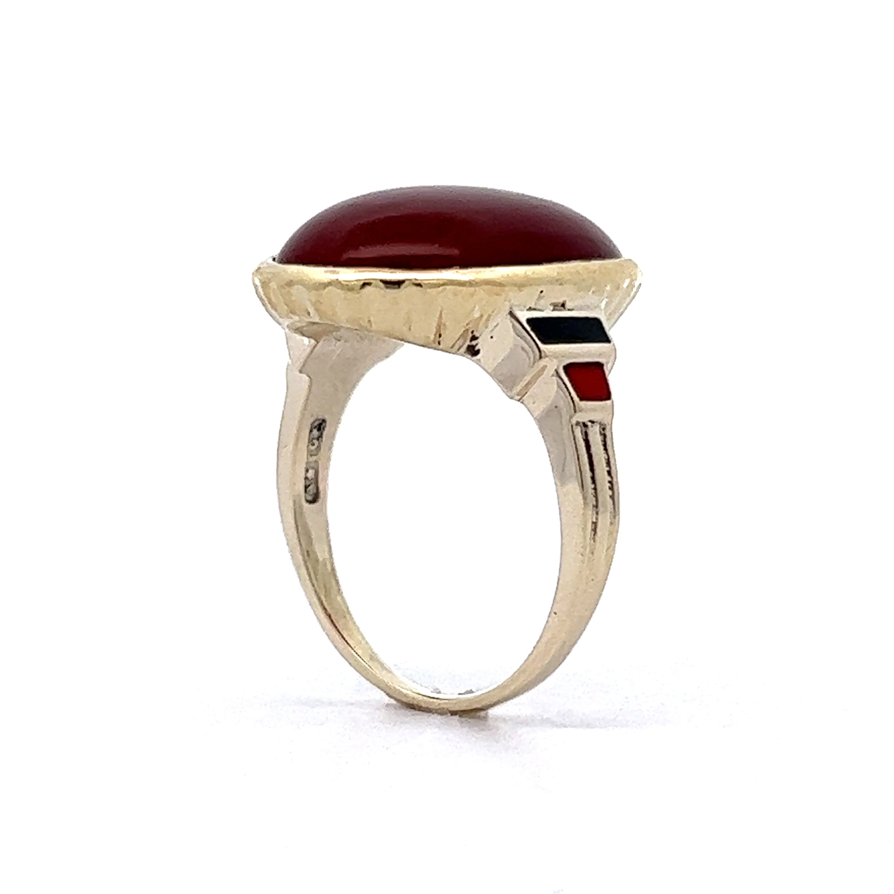7.04 Mid-Century Red Carnelian Cocktail Ring in 10K Yellow Gold - Image 5