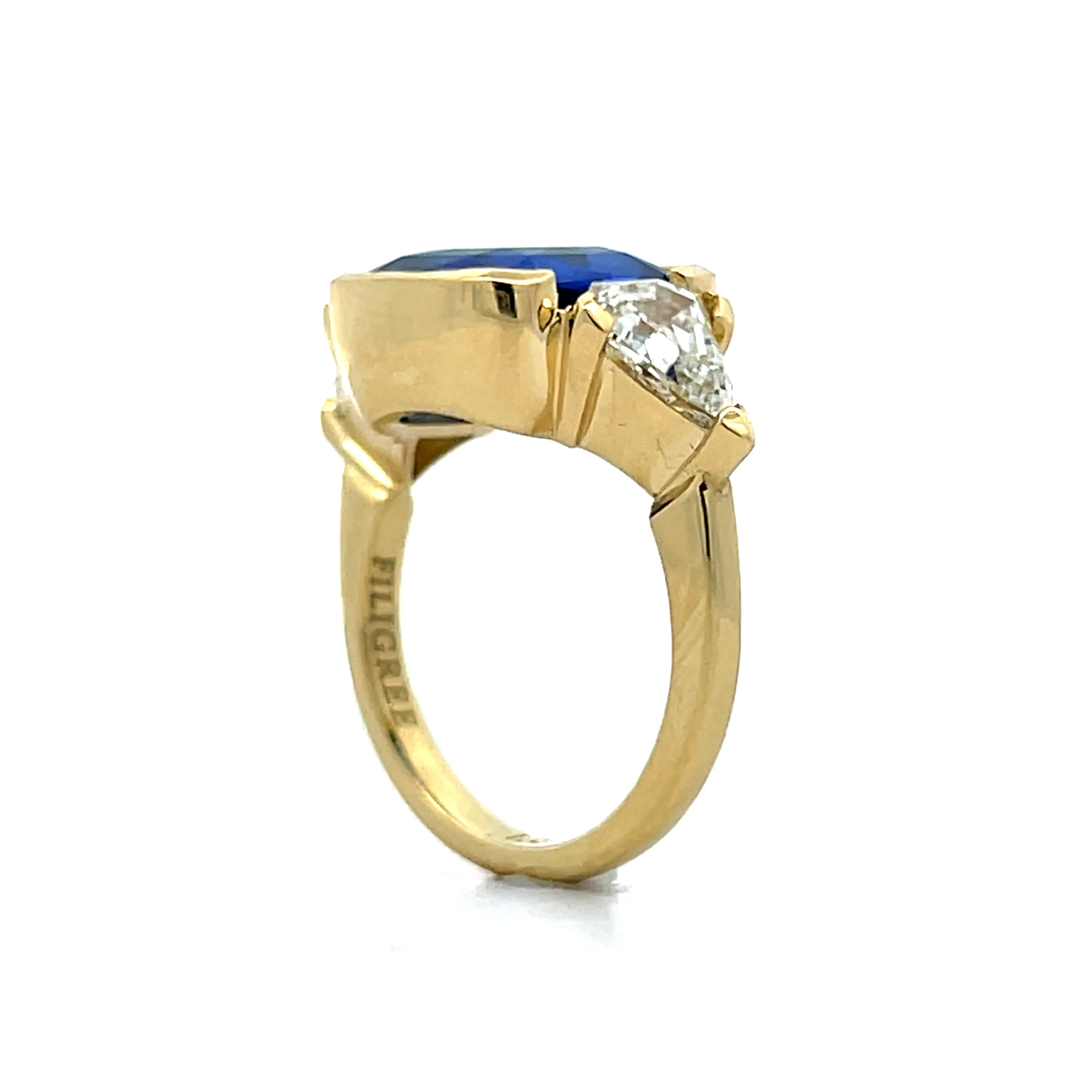 7.07 Cushion Blue Sapphire Engagement Ring 14k - Image 5