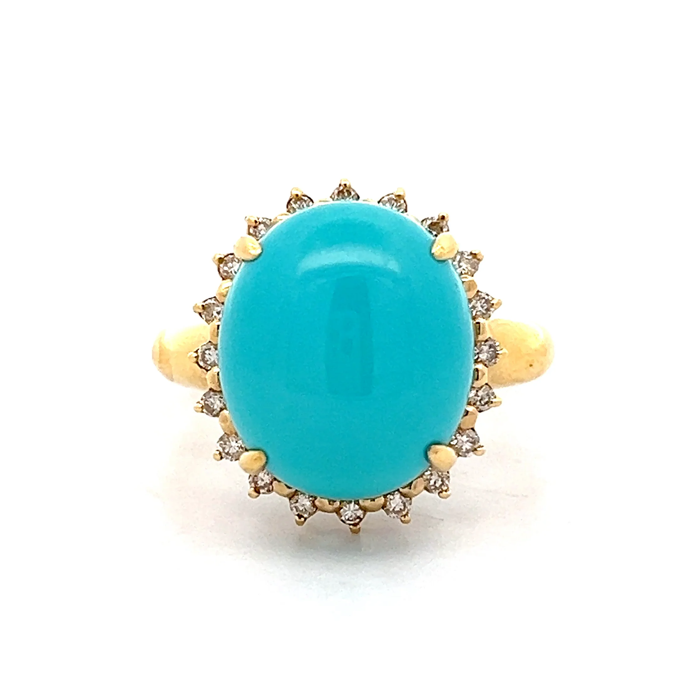 7.17 Oval Cabochon Turquoise Cocktail Ring in 18k