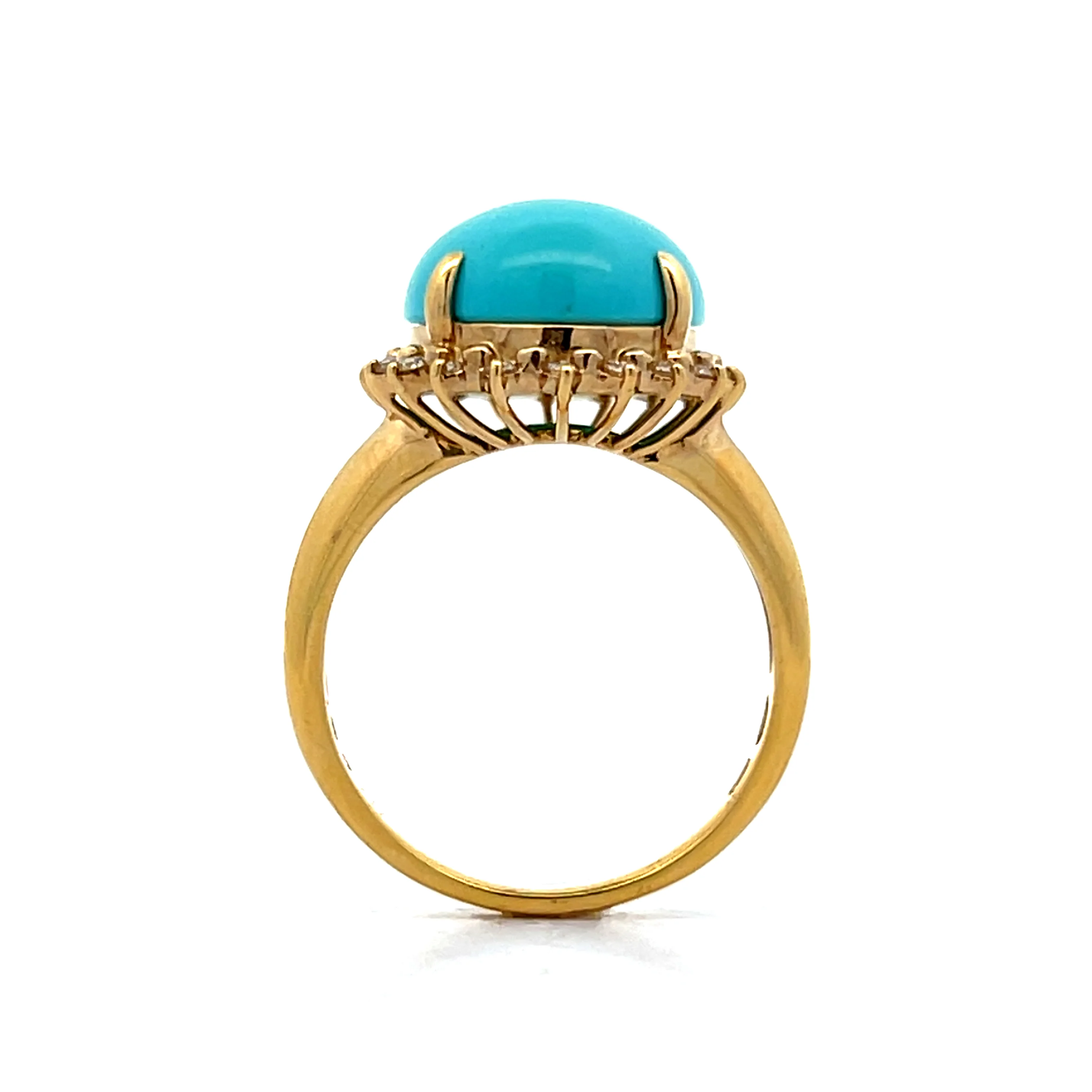7.17 Oval Cabochon Turquoise Cocktail Ring in 18k - Image 4
